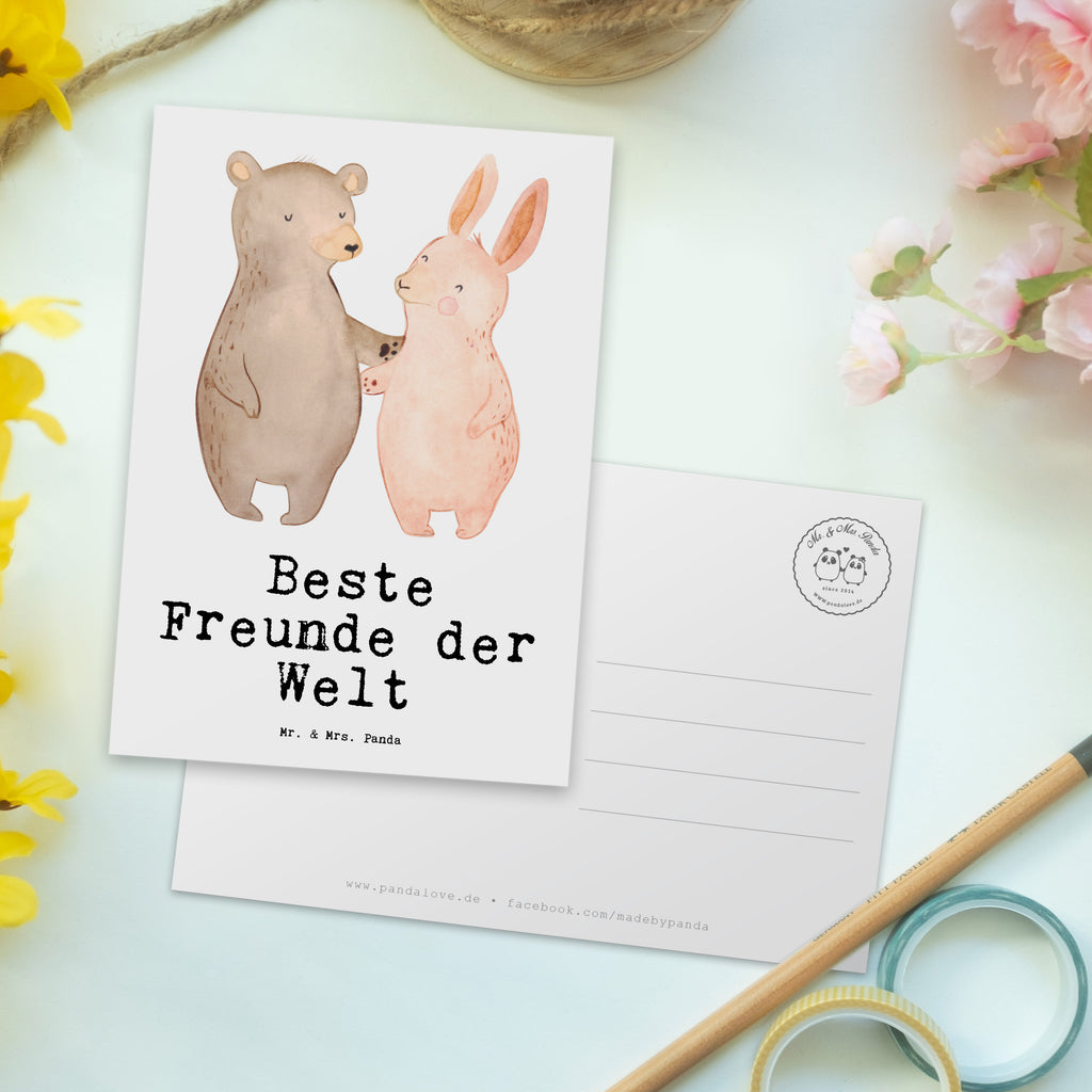 Postkarte Hase Beste Freunde der Welt Geschenkkarte, Grußkarte, Karte, Einladung, Ansichtskarte, Geburtstagskarte, Einladungskarte, Dankeskarte, für, Dankeschön, Geschenk, Schenken, Geburtstag, Geburtstagsgeschenk, Geschenkidee, Danke, Bedanken, Mitbringsel, Freude machen, Geschenktipp, Freunde, best friends, Freundschaft, Freundin, Freund, Clique, Kumpel, bae, bff