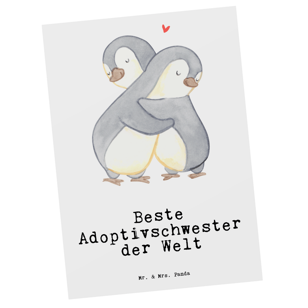Postkarte Pinguin Beste Adoptivschwester der Welt Geschenkkarte, Grußkarte, Karte, Einladung, Ansichtskarte, Geburtstagskarte, Einladungskarte, für, Dankeschön, Geschenk, Schenken, Geburtstag, Geburtstagsgeschenk, Geschenkidee, Danke, Bedanken, Mitbringsel, Freude machen, Geschenktipp, Adoptivschwester, Adoptiv, adoptiert, Schwester, Geschwister, Schwesterherz, Sister, Familie, Kleinigkeit, Beste, Tochter
