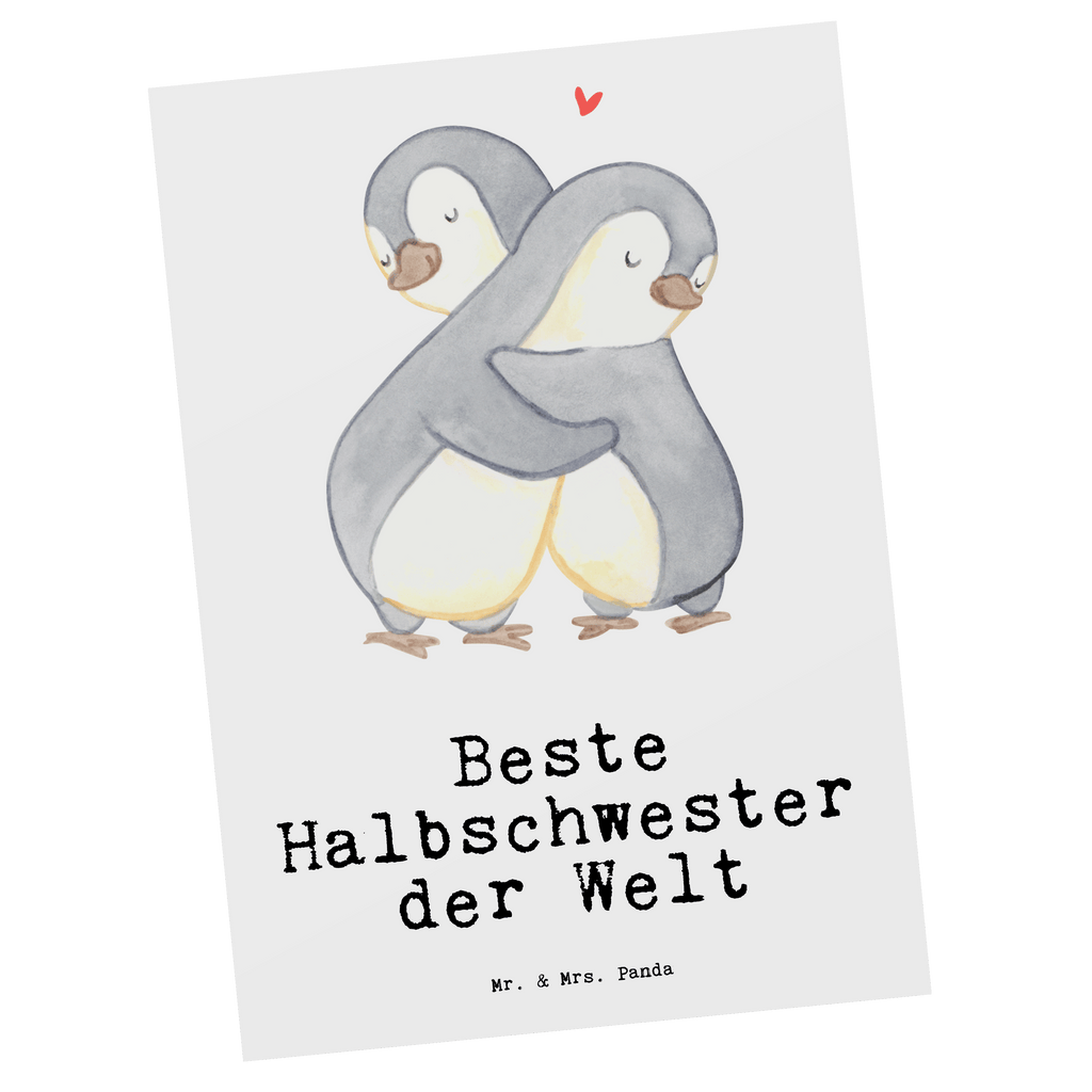 Postkarte Pinguin Beste Halbschwester der Welt Geschenkkarte, Grußkarte, Karte, Einladung, Ansichtskarte, Geburtstagskarte, Einladungskarte, Dankeskarte, für, Dankeschön, Geschenk, Schenken, Geburtstag, Geburtstagsgeschenk, Geschenkidee, Danke, Bedanken, Mitbringsel, Freude machen, Geschenktipp, Halbschwester, Stiefschwester, Stiefgeschwister, Schwestern, Schwester, Geschwister, Schwesterherz, Sister, Familie, Kleinigkeit, Beste, Tochter, Liebe, Kinder