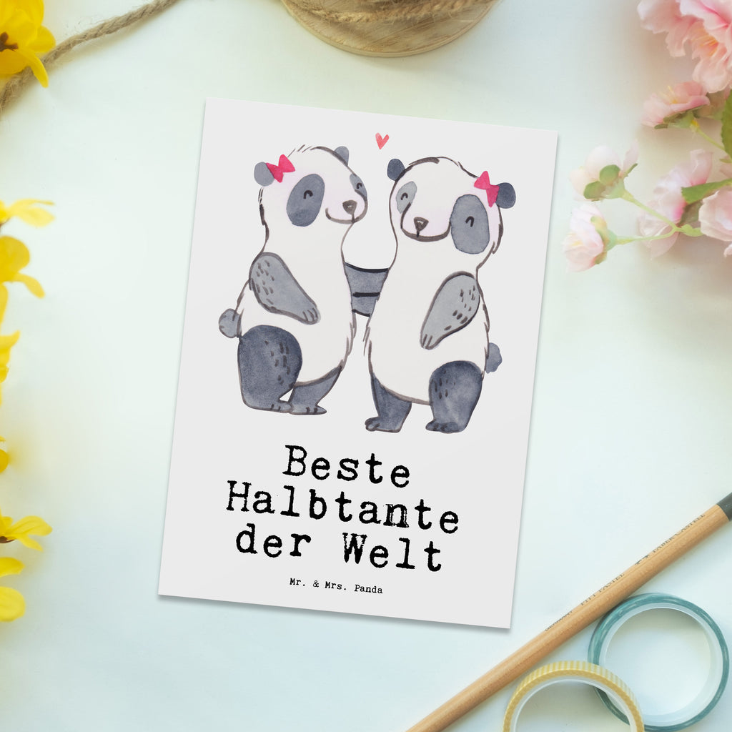 Postkarte Panda Beste Halbtante der Welt Geschenkkarte, Grußkarte, Karte, Einladung, Ansichtskarte, Geburtstagskarte, Einladungskarte, für, Dankeschön, Geschenk, Schenken, Geburtstag, Geburtstagsgeschenk, Geschenkidee, Danke, Bedanken, Mitbringsel, Freude machen, Geschenktipp, Halbtante, Tante, beste Tante, Stieftante, Stief, Stiefgeschwister, Familie, Kleinigkeit