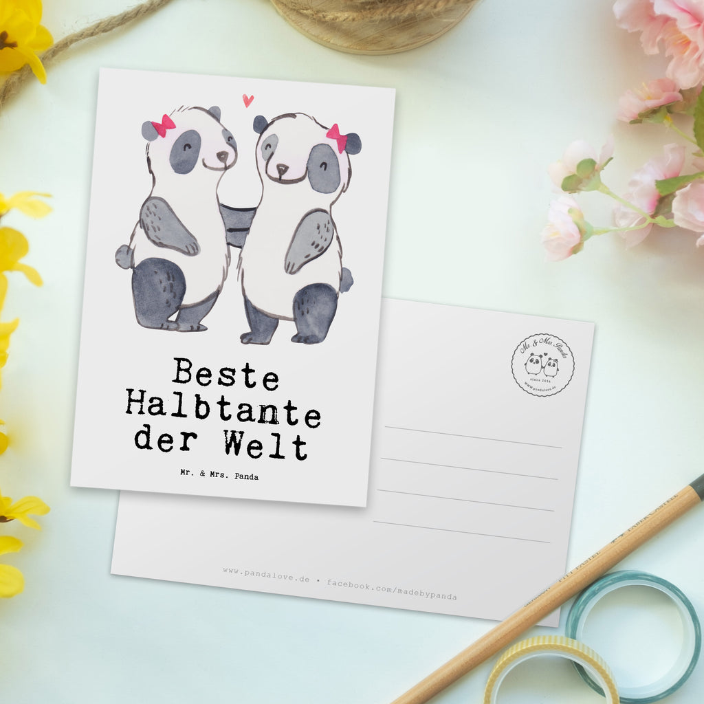 Postkarte Panda Beste Halbtante der Welt Geschenkkarte, Grußkarte, Karte, Einladung, Ansichtskarte, Geburtstagskarte, Einladungskarte, für, Dankeschön, Geschenk, Schenken, Geburtstag, Geburtstagsgeschenk, Geschenkidee, Danke, Bedanken, Mitbringsel, Freude machen, Geschenktipp, Halbtante, Tante, beste Tante, Stieftante, Stief, Stiefgeschwister, Familie, Kleinigkeit
