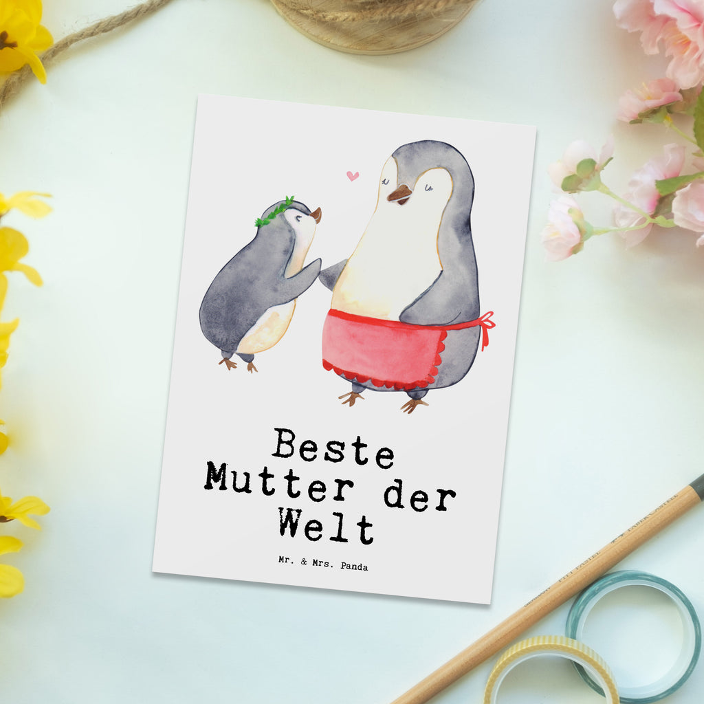 Postkarte Pinguin Beste Mutter der Welt Geschenkkarte, Grußkarte, Karte, Einladung, Ansichtskarte, Geburtstagskarte, Einladungskarte, Dankeskarte, für, Dankeschön, Geschenk, Schenken, Geburtstag, Geburtstagsgeschenk, Geschenkidee, Danke, Bedanken, Mitbringsel, Freude machen, Geschenktipp, Mama, Mami, Mutter, Muttertag, Mutti, Ma, Tochter, Sohn, Beste Mama, Beste, Supermama