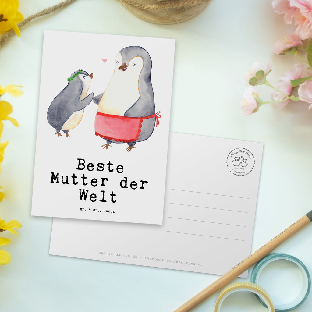 Postkarte Pinguin Beste Mutter der Welt Geschenkkarte, Grußkarte, Karte, Einladung, Ansichtskarte, Geburtstagskarte, Einladungskarte, Dankeskarte, für, Dankeschön, Geschenk, Schenken, Geburtstag, Geburtstagsgeschenk, Geschenkidee, Danke, Bedanken, Mitbringsel, Freude machen, Geschenktipp, Mama, Mami, Mutter, Muttertag, Mutti, Ma, Tochter, Sohn, Beste Mama, Beste, Supermama