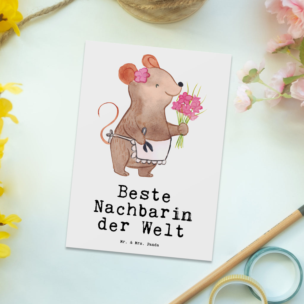 Postkarte Maus Beste Nachbarin der Welt Geschenkkarte, Grußkarte, Karte, Einladung, Ansichtskarte, Geburtstagskarte, Einladungskarte, Dankeskarte, für, Dankeschön, Geschenk, Schenken, Geburtstag, Geburtstagsgeschenk, Geschenkidee, Danke, Bedanken, Mitbringsel, Freude machen, Geschenktipp, Nachbarin, Nachbarn, Nachbarschaft, Freundin, Angrenzer, Anwohnerin, Bewohnerin, Freundschaft