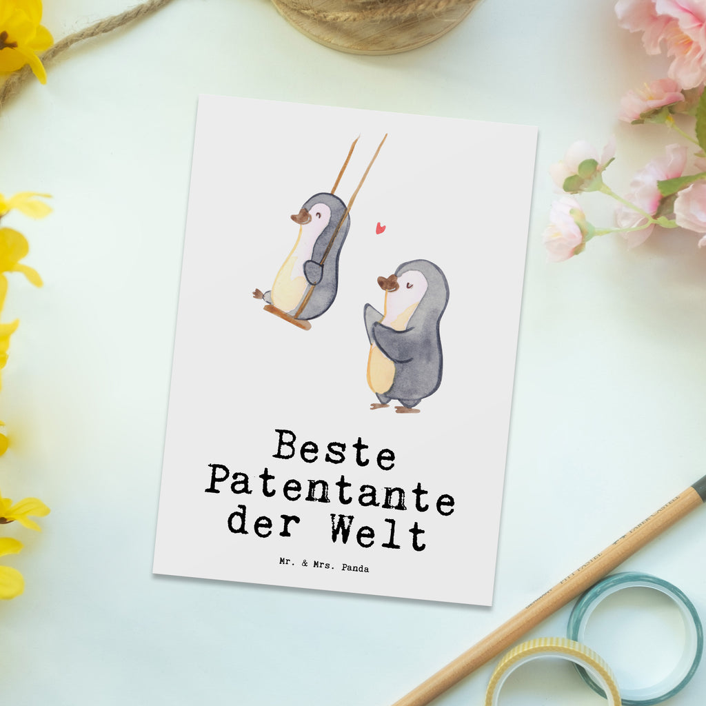 Postkarte Pinguin Beste Patentante der Welt Geschenkkarte, Grußkarte, Karte, Einladung, Ansichtskarte, Geburtstagskarte, Einladungskarte, Dankeskarte, für, Dankeschön, Geschenk, Schenken, Geburtstag, Geburtstagsgeschenk, Geschenkidee, Danke, Bedanken, Mitbringsel, Freude machen, Geschenktipp, Patentante, Paten Tante, Lieblingstante, Taufpartner, Taufe, Familie, Kleinigkeit, Nichte, Neffe