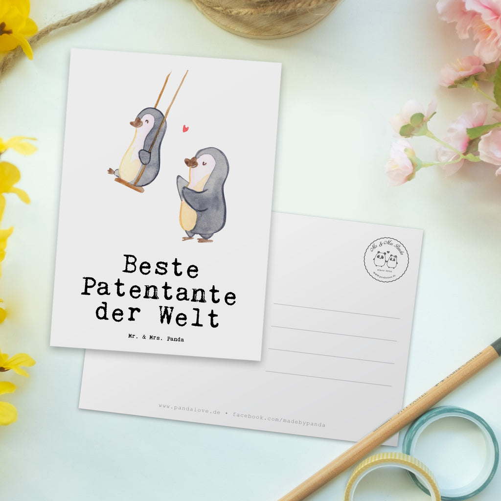 Postkarte Pinguin Beste Patentante der Welt Geschenkkarte, Grußkarte, Karte, Einladung, Ansichtskarte, Geburtstagskarte, Einladungskarte, Dankeskarte, für, Dankeschön, Geschenk, Schenken, Geburtstag, Geburtstagsgeschenk, Geschenkidee, Danke, Bedanken, Mitbringsel, Freude machen, Geschenktipp, Patentante, Paten Tante, Lieblingstante, Taufpartner, Taufe, Familie, Kleinigkeit, Nichte, Neffe