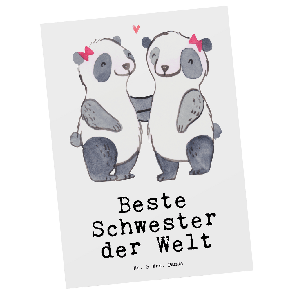 Postkarte Panda Beste Schwester der Welt Geschenkkarte, Grußkarte, Karte, Einladung, Ansichtskarte, Geburtstagskarte, Einladungskarte, Dankeskarte, für, Dankeschön, Geschenk, Schenken, Geburtstag, Geburtstagsgeschenk, Geschenkidee, Danke, Bedanken, Mitbringsel, Freude machen, Geschenktipp, Schwestern, Schwester, Geschwister, Schwesterherz, Sister, Familie, Kleinigkeit, Beste, Tochter, Liebe, Kinder