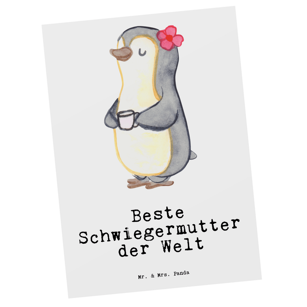 Postkarte Pinguin Beste Schwiegermutter der Welt Geschenkkarte, Grußkarte, Karte, Einladung, Ansichtskarte, Geburtstagskarte, Einladungskarte, Dankeskarte, für, Dankeschön, Geschenk, Schenken, Geburtstag, Geburtstagsgeschenk, Geschenkidee, Danke, Bedanken, Mitbringsel, Freude machen, Geschenktipp, Schwiegermutter, Schwiegermama, Schwiegereltern, Mama, Mutter, Mutter des Ehepartners, angeheiratet