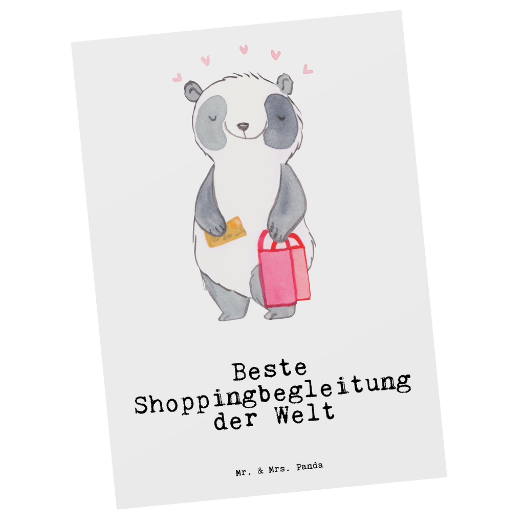Postkarte Panda Beste Shoppingbegleitung der Welt Geschenkkarte, Grußkarte, Karte, Einladung, Ansichtskarte, Geburtstagskarte, Einladungskarte, für, Dankeschön, Geschenk, Schenken, Geburtstag, Geburtstagsgeschenk, Geschenkidee, Danke, Bedanken, Mitbringsel, Freude machen, Geschenktipp, Shoppingbegleitung, Shoppingpartner, Begleitung, Shoppen, Partner, Freundin, Freund, bff, Shopping, Einkaufen, Shopping-Queen, Queen, Bester