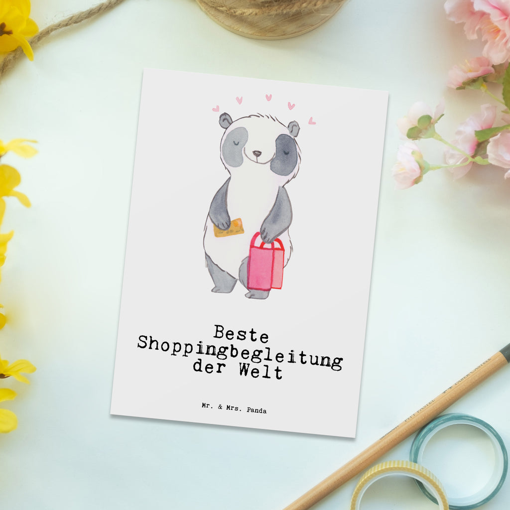 Postkarte Panda Beste Shoppingbegleitung der Welt Geschenkkarte, Grußkarte, Karte, Einladung, Ansichtskarte, Geburtstagskarte, Einladungskarte, für, Dankeschön, Geschenk, Schenken, Geburtstag, Geburtstagsgeschenk, Geschenkidee, Danke, Bedanken, Mitbringsel, Freude machen, Geschenktipp, Shoppingbegleitung, Shoppingpartner, Begleitung, Shoppen, Partner, Freundin, Freund, bff, Shopping, Einkaufen, Shopping-Queen, Queen, Bester
