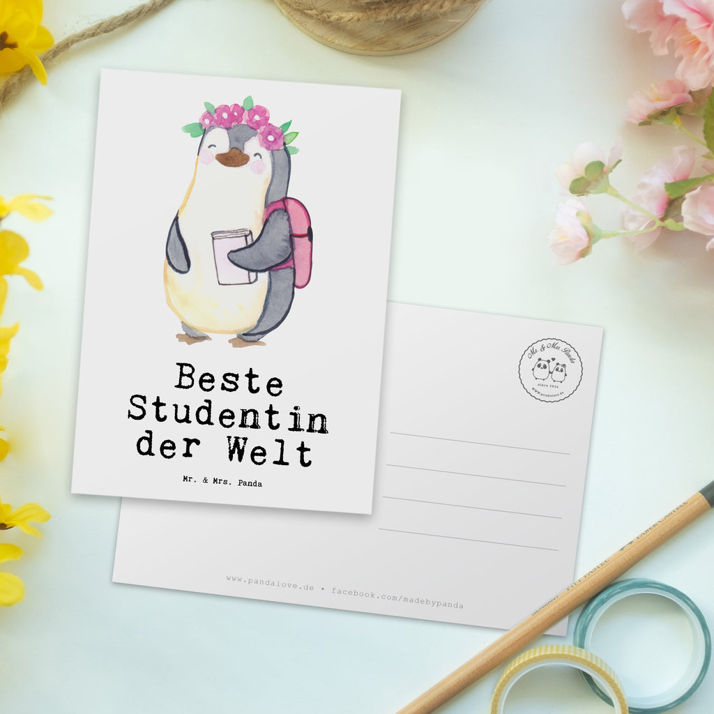 Postkarte Pinguin Beste Studentin der Welt Geschenkkarte, Grußkarte, Karte, Einladung, Ansichtskarte, Geburtstagskarte, Einladungskarte, Dankeskarte, für, Dankeschön, Geschenk, Schenken, Geburtstag, Geburtstagsgeschenk, Geschenkidee, Danke, Bedanken, Mitbringsel, Freude machen, Geschenktipp, Studentin, Studium, Tochter, Spaß, Musterschülerin, lustig, Studienabschluss, witzig, Universität, Abschluss, Alumni, Uni, Studenten, Hochschule