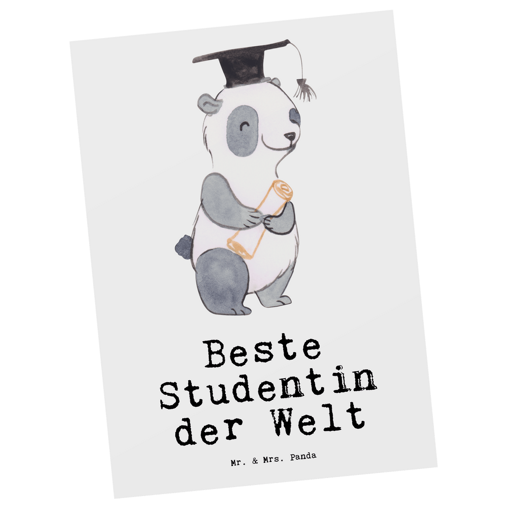 Postkarte Panda Beste Studentin der Welt Geschenkkarte, Grußkarte, Karte, Einladung, Ansichtskarte, Geburtstagskarte, Einladungskarte, Dankeskarte, für, Dankeschön, Geschenk, Schenken, Geburtstag, Geburtstagsgeschenk, Geschenkidee, Danke, Bedanken, Mitbringsel, Freude machen, Geschenktipp, Studentin, Studium, Tochter, Spaß, Musterschülerin, lustig, Studienabschluss, witzig, Universität, Abschluss, Alumni, Uni, Studenten, Hochschule