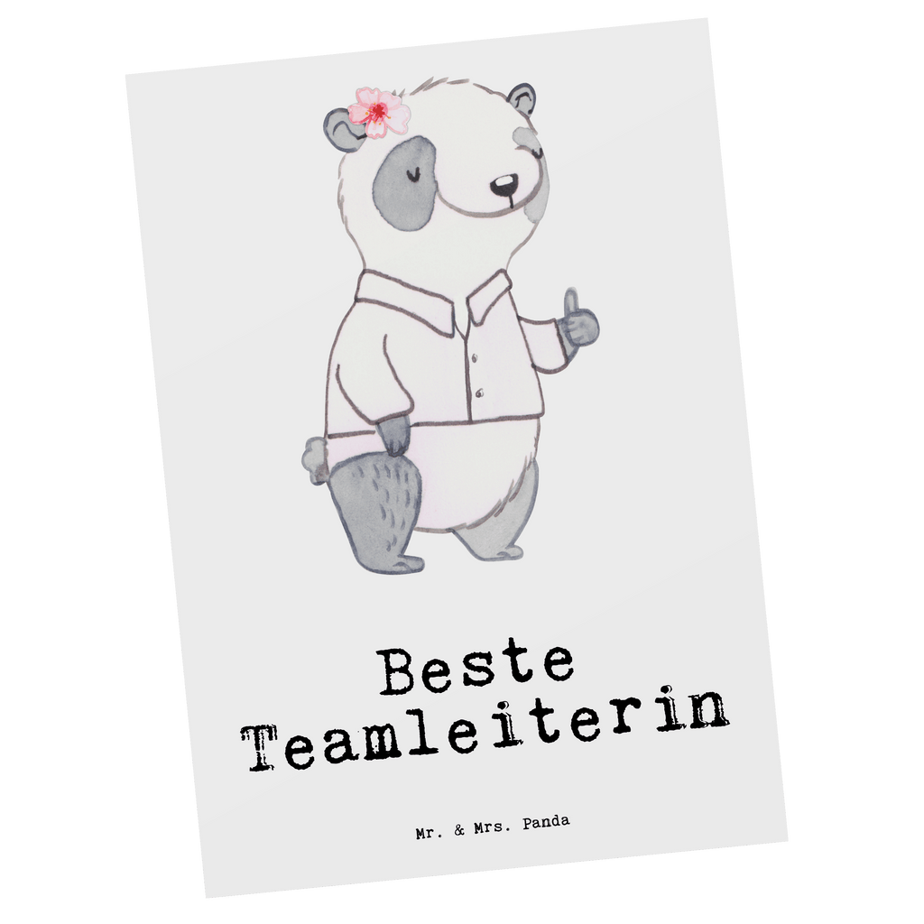 Postkarte Panda Beste Teamleiterin Geschenkkarte, Grußkarte, Karte, Einladung, Ansichtskarte, Geburtstagskarte, Einladungskarte, für, Dankeschön, Geschenk, Schenken, Geburtstag, Geburtstagsgeschenk, Geschenkidee, Danke, Bedanken, Mitbringsel, Freude machen, Geschenktipp, Teamleiterin, Seminarleiterin, Gruppenleiterin, Leiterin, Kollegin, Chefin, Vorgesetzte, Abschied, Abschiedsgeschenk, Ruhestand
