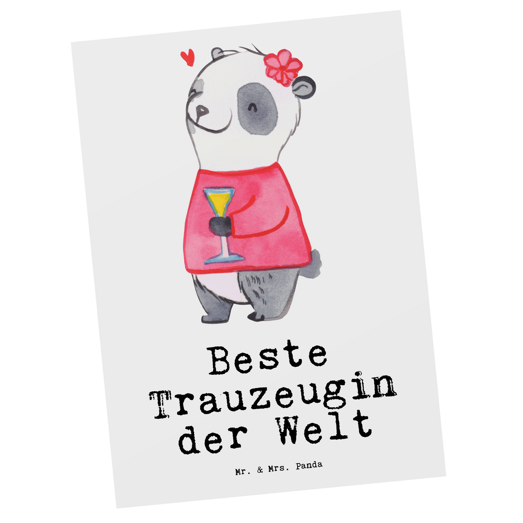 Postkarte Panda Beste Trauzeugin der Welt Geschenkkarte, Grußkarte, Karte, Einladung, Ansichtskarte, Geburtstagskarte, Einladungskarte, Dankeskarte, für, Dankeschön, Geschenk, Schenken, Geburtstag, Geburtstagsgeschenk, Geschenkidee, Danke, Bedanken, Mitbringsel, Freude machen, Geschenktipp, Trauzeugin, Trauhzeugin, Freundin, Hochzeit, Heirat, JGA, Trauung, Kirche, Standesamt, Braut