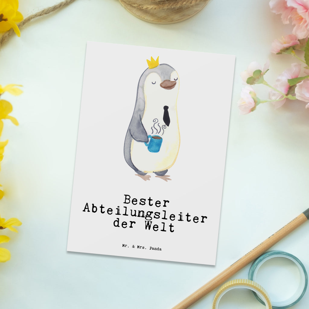 Postkarte Pinguin Bester Abteilungsleiter der Welt Geschenkkarte, Grußkarte, Karte, Einladung, Ansichtskarte, Geburtstagskarte, Einladungskarte, für, Dankeschön, Geschenk, Schenken, Geburtstag, Geburtstagsgeschenk, Geschenkidee, Danke, Bedanken, Mitbringsel, Freude machen, Geschenktipp, Abteilungsleiter, Leiter, Geschäftsführer, Vorgesetzter, Kollege, Arbeit, Büro, Abschiedsgeschenk, Ruhestand, Abschied, Chef