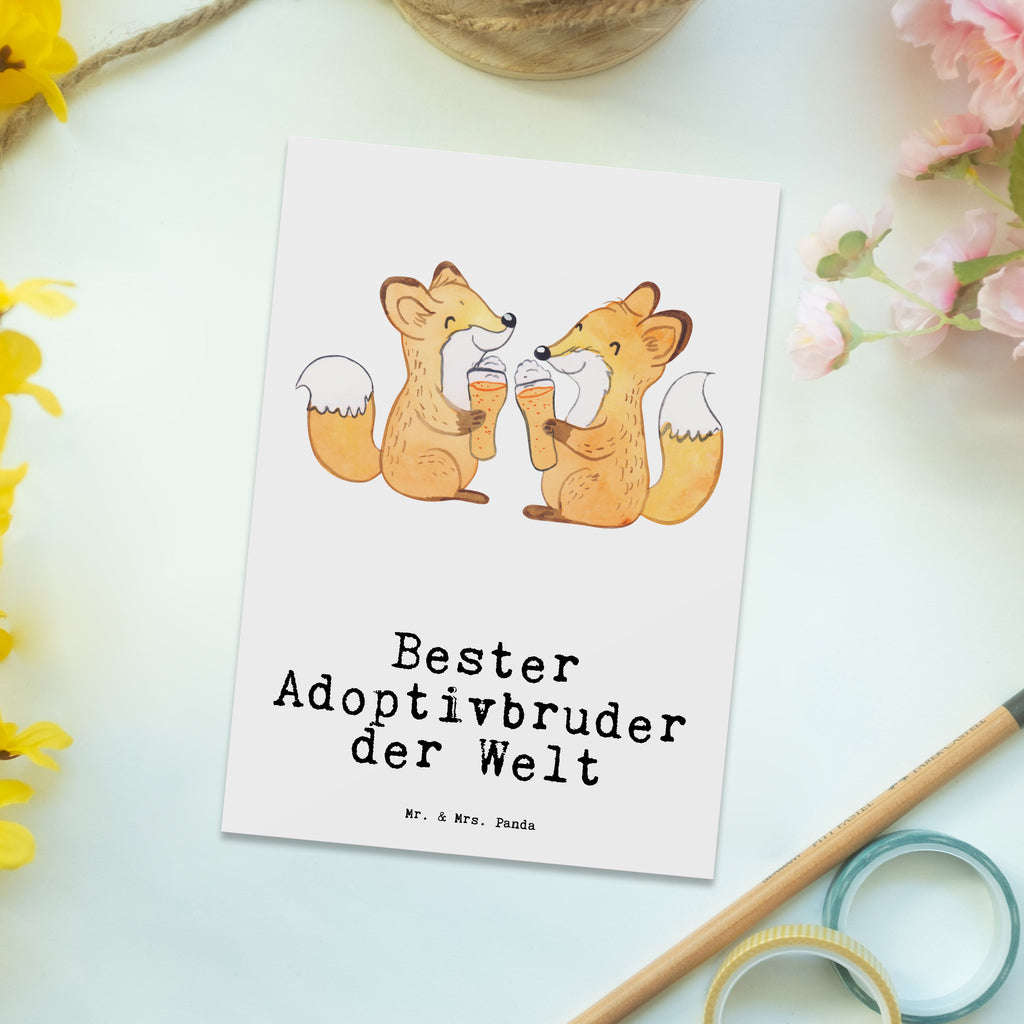 Postkarte Fuchs Bester Adoptivbruder der Welt Geschenkkarte, Grußkarte, Karte, Einladung, Ansichtskarte, Geburtstagskarte, Einladungskarte, für, Dankeschön, Geschenk, Schenken, Geburtstag, Geburtstagsgeschenk, Geschenkidee, Danke, Bedanken, Mitbringsel, Freude machen, Geschenktipp, Adoptivbruder, adoptiert, Bruder, Brudi, Geschwister, Bruderherz, Schwester, Familie, Kleinigkeit, Brother, Bester, Sohn
