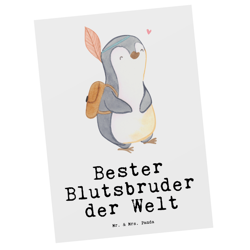 Postkarte Pinguin Bester Blutsbruder der Welt Geschenkkarte, Grußkarte, Karte, Einladung, Ansichtskarte, Geburtstagskarte, Einladungskarte, für, Dankeschön, Geschenk, Schenken, Geburtstag, Geburtstagsgeschenk, Geschenkidee, Danke, Bedanken, Mitbringsel, Freude machen, Geschenktipp, Blutsbruder, Blutsgeschwister, Freund, Brüder, Geschwister, Bruderherz, Brother, Familie, Kleinigkeit, Bester, Sido