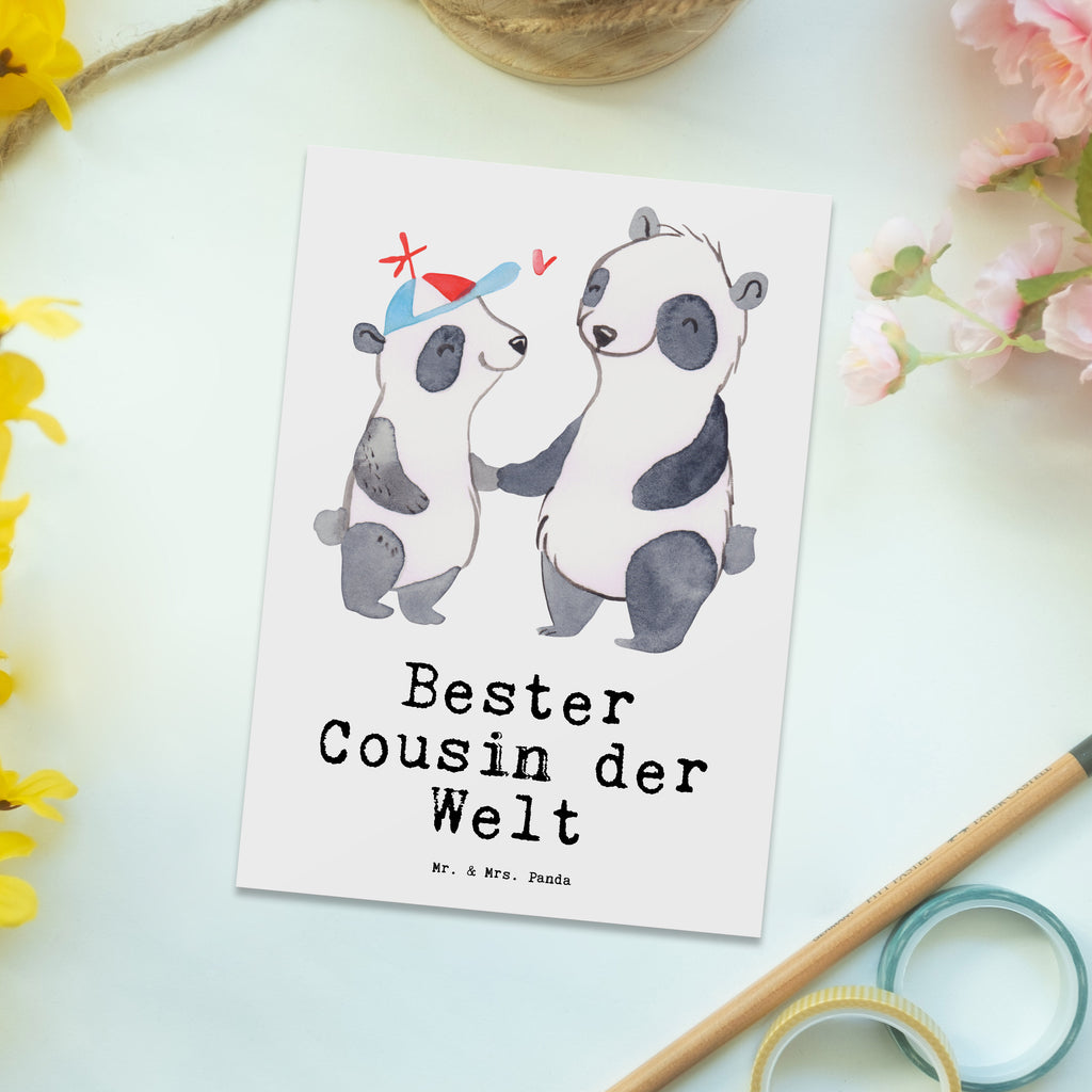 Postkarte Panda Bester Cousin der Welt Geschenkkarte, Grußkarte, Karte, Einladung, Ansichtskarte, Geburtstagskarte, Einladungskarte, für, Dankeschön, Geschenk, Schenken, Geburtstag, Geburtstagsgeschenk, Geschenkidee, Danke, Bedanken, Mitbringsel, Freude machen, Geschenktipp, Cousin, Kousin, Vetter, Sohn von Onkel, Sohn von Tante, Familie, Verwandtschaft, Cousine