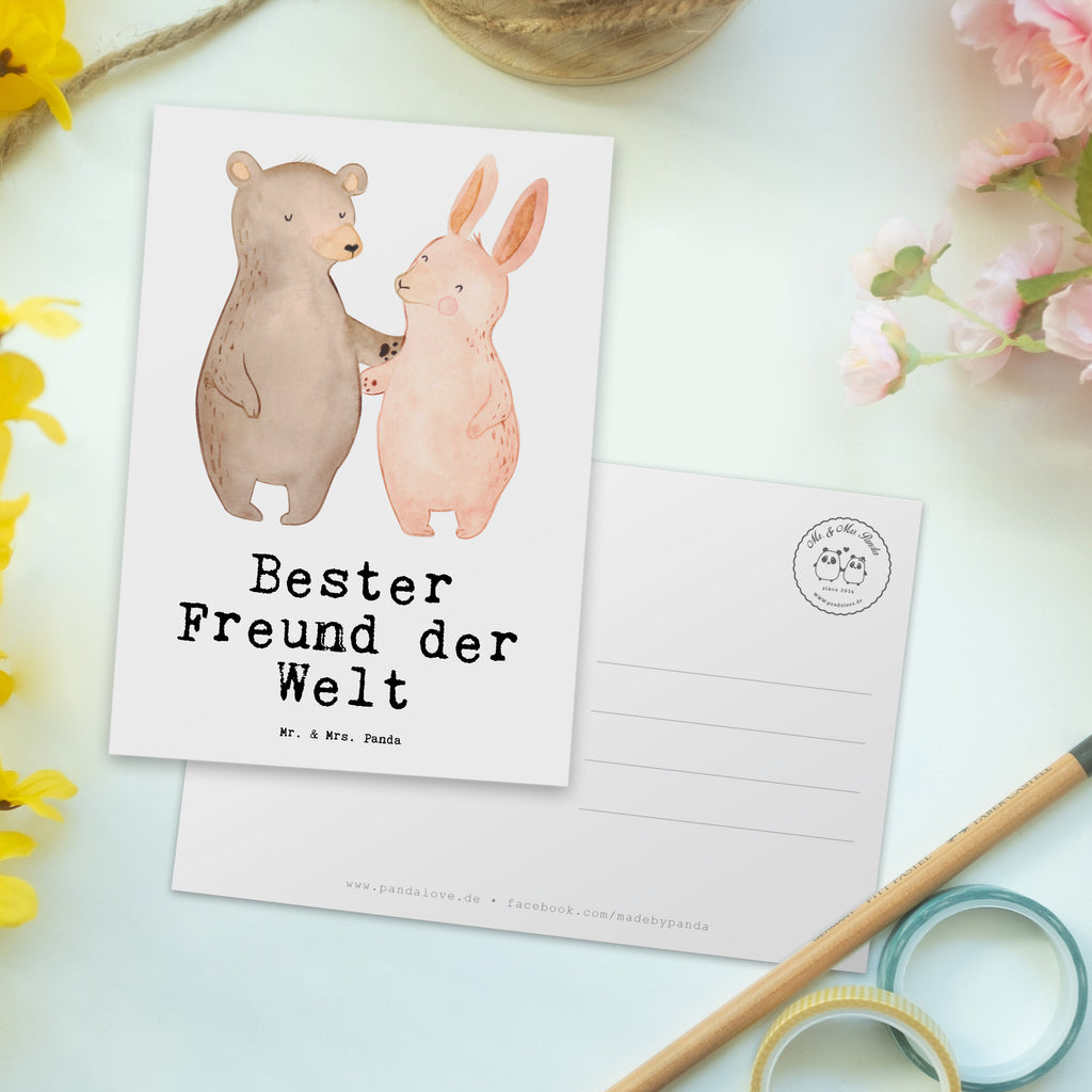 Postkarte Hase Bester Freund der Welt Geschenkkarte, Grußkarte, Karte, Einladung, Ansichtskarte, Geburtstagskarte, Einladungskarte, für, Dankeschön, Geschenk, Schenken, Geburtstag, Geburtstagsgeschenk, Geschenkidee, Danke, Bedanken, Mitbringsel, Freude machen, Geschenktipp, Freund, Mann, Ehemann, Kumpel, Bro, Lebensgefährte, Partner, Lieblingsmensch, Liebe, Herz, Love
