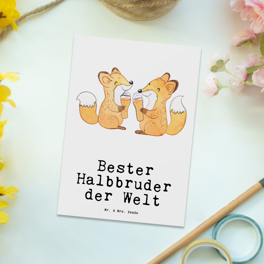 Postkarte Fuchs Bester Halbbruder der Welt Geschenkkarte, Grußkarte, Karte, Einladung, Ansichtskarte, Geburtstagskarte, Einladungskarte, Dankeskarte, für, Dankeschön, Geschenk, Schenken, Geburtstag, Geburtstagsgeschenk, Geschenkidee, Danke, Bedanken, Mitbringsel, Freude machen, Geschenktipp, Halbbruder, Stiefbruder, Stief, Stiefgeschwister, Bruder, Brudi, Geschwister, Bruderherz, Schwester, Familie, Kleinigkeit, Brother, Bester, Sohn