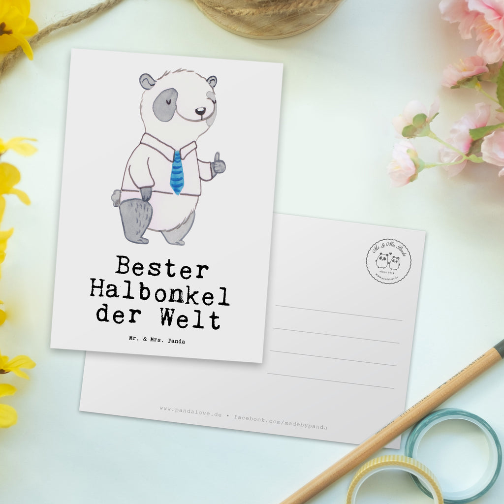 Postkarte Panda Bester Halbonkel der Welt Geschenkkarte, Grußkarte, Karte, Einladung, Ansichtskarte, Geburtstagskarte, Einladungskarte, für, Dankeschön, Geschenk, Schenken, Geburtstag, Geburtstagsgeschenk, Geschenkidee, Danke, Bedanken, Mitbringsel, Freude machen, Geschenktipp, Onkel, bester Onkel, Halbonkel, Stiefonkel, Stief, Stiefgeschwister, Familie, Kleinigkeit