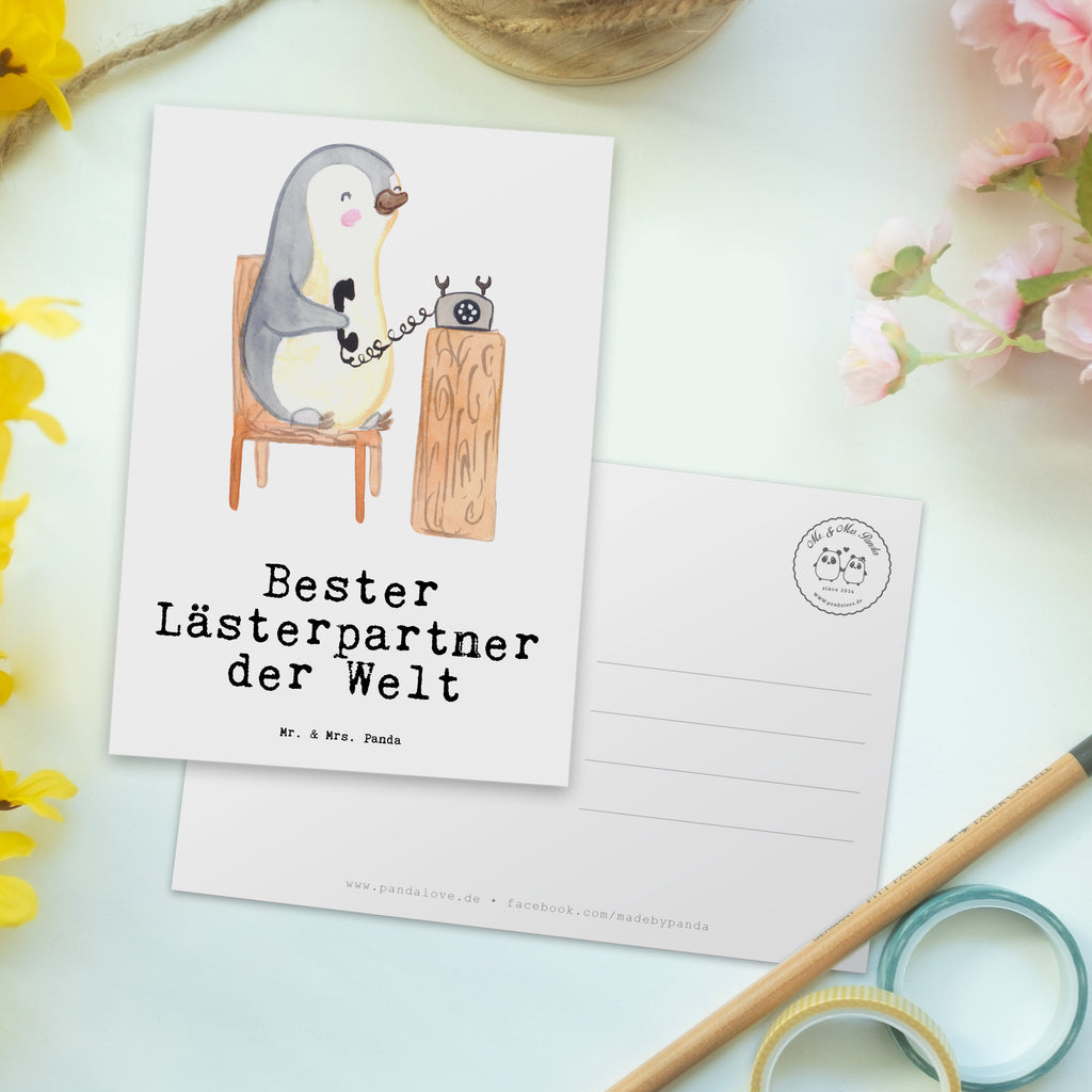 Postkarte Pinguin Bester Lästerpartner der Welt Geschenkkarte, Grußkarte, Karte, Einladung, Ansichtskarte, Geburtstagskarte, Einladungskarte, Dankeskarte, für, Dankeschön, Geschenk, Schenken, Geburtstag, Geburtstagsgeschenk, Geschenkidee, Danke, Bedanken, Mitbringsel, Freude machen, Geschenktipp, Lästerpartner, Lesterpartner, lestern, Lästerschwester, Lästern, beste Freundin, Freundin, Spaß, bff