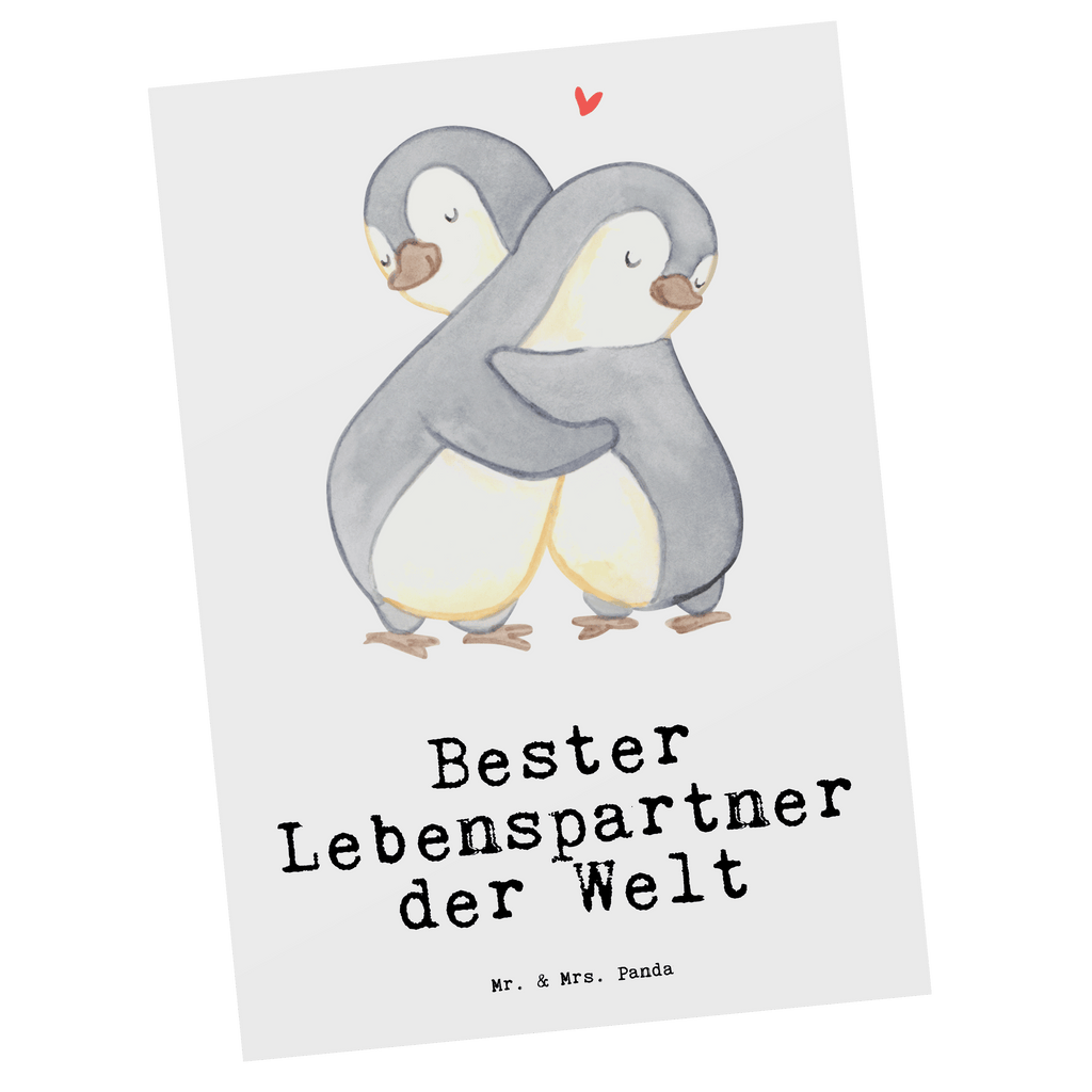 Postkarte Pinguin Bester Lebenspartner der Welt Geschenkkarte, Grußkarte, Karte, Einladung, Ansichtskarte, Geburtstagskarte, Einladungskarte, Dankeskarte, für, Dankeschön, Geschenk, Schenken, Geburtstag, Geburtstagsgeschenk, Geschenkidee, Danke, Bedanken, Mitbringsel, Freude machen, Geschenktipp, Lebenspartner, Ehepartner, Partner, Ehemann, Ehefrau, Liebe, Freund, Freundin, Hochzeitstag, verliebt