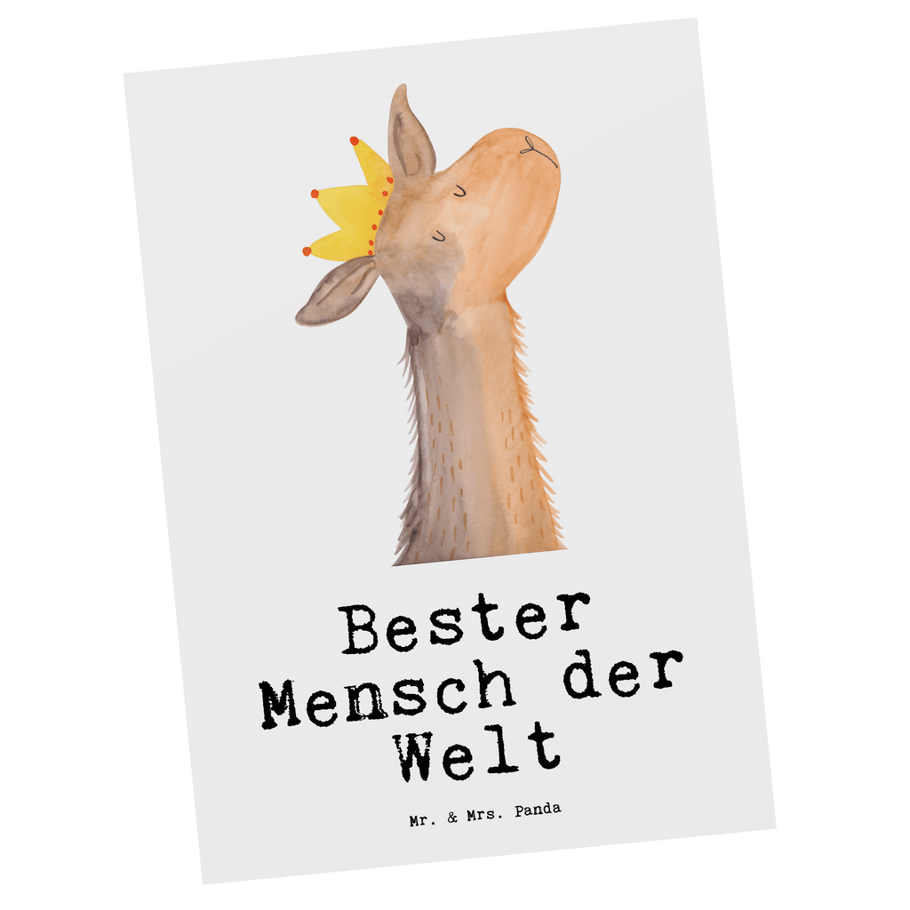 Postkarte Lama Bester Mensch der Welt Geschenkkarte, Grußkarte, Karte, Einladung, Ansichtskarte, Geburtstagskarte, Einladungskarte, für, Dankeschön, Geschenk, Schenken, Geburtstag, Geburtstagsgeschenk, Geschenkidee, Danke, Bedanken, Mitbringsel, Freude machen, Geschenktipp, Lieblingsmensch, Liebling, Lieblings Mensch, tollster Mensch, Vorbild, Partner, Ehemann, Ehefrau, Liebe, Valentinstag