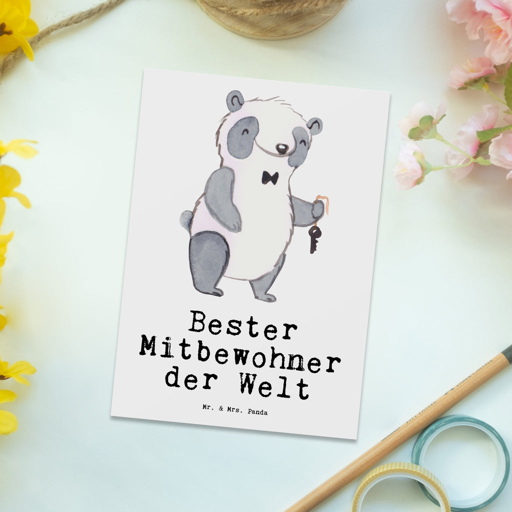 Postkarte Panda Bester Mitbewohner der Welt Geschenkkarte, Grußkarte, Karte, Einladung, Ansichtskarte, Geburtstagskarte, Einladungskarte, Dankeskarte, für, Dankeschön, Geschenk, Schenken, Geburtstag, Geburtstagsgeschenk, Geschenkidee, Danke, Bedanken, Mitbringsel, Freude machen, Geschenktipp, Mitbewohner, WG, Zimmernachbar, Wohngemeinschaft, WG-Bewohner, Zimmerkollege, Zimmergenosse, Stubenkamerad