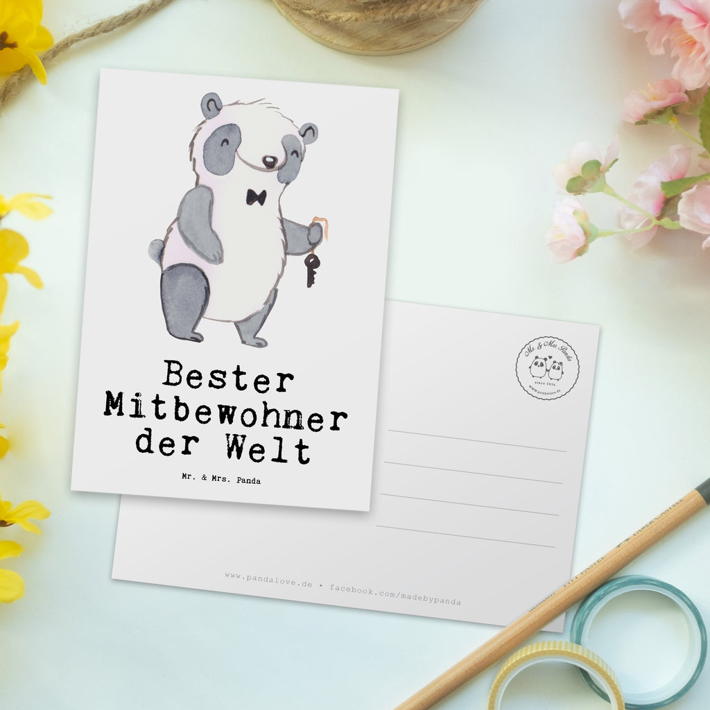 Postkarte Panda Bester Mitbewohner der Welt Geschenkkarte, Grußkarte, Karte, Einladung, Ansichtskarte, Geburtstagskarte, Einladungskarte, Dankeskarte, für, Dankeschön, Geschenk, Schenken, Geburtstag, Geburtstagsgeschenk, Geschenkidee, Danke, Bedanken, Mitbringsel, Freude machen, Geschenktipp, Mitbewohner, WG, Zimmernachbar, Wohngemeinschaft, WG-Bewohner, Zimmerkollege, Zimmergenosse, Stubenkamerad
