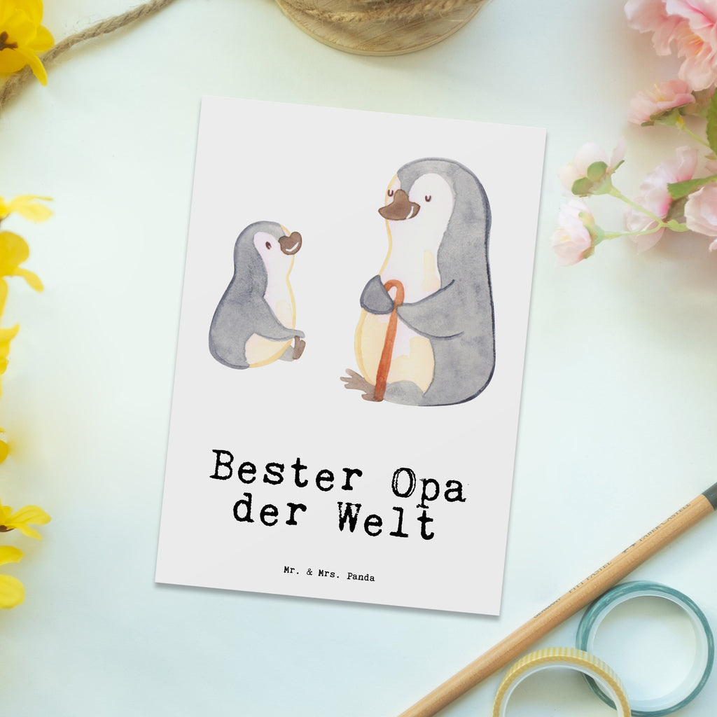 Postkarte Pinguin Bester Opa der Welt Geschenkkarte, Grußkarte, Karte, Einladung, Ansichtskarte, Geburtstagskarte, Einladungskarte, Dankeskarte, für, Dankeschön, Geschenk, Schenken, Geburtstag, Geburtstagsgeschenk, Geschenkidee, Danke, Bedanken, Mitbringsel, Freude machen, Geschenktipp, Großvater, Grossvater, Opa, Opi. Großpapa, Großeltern, Enkel, Enkelin, Enkelkind, Kleinigkeit, Oppa, Oppi, Bester