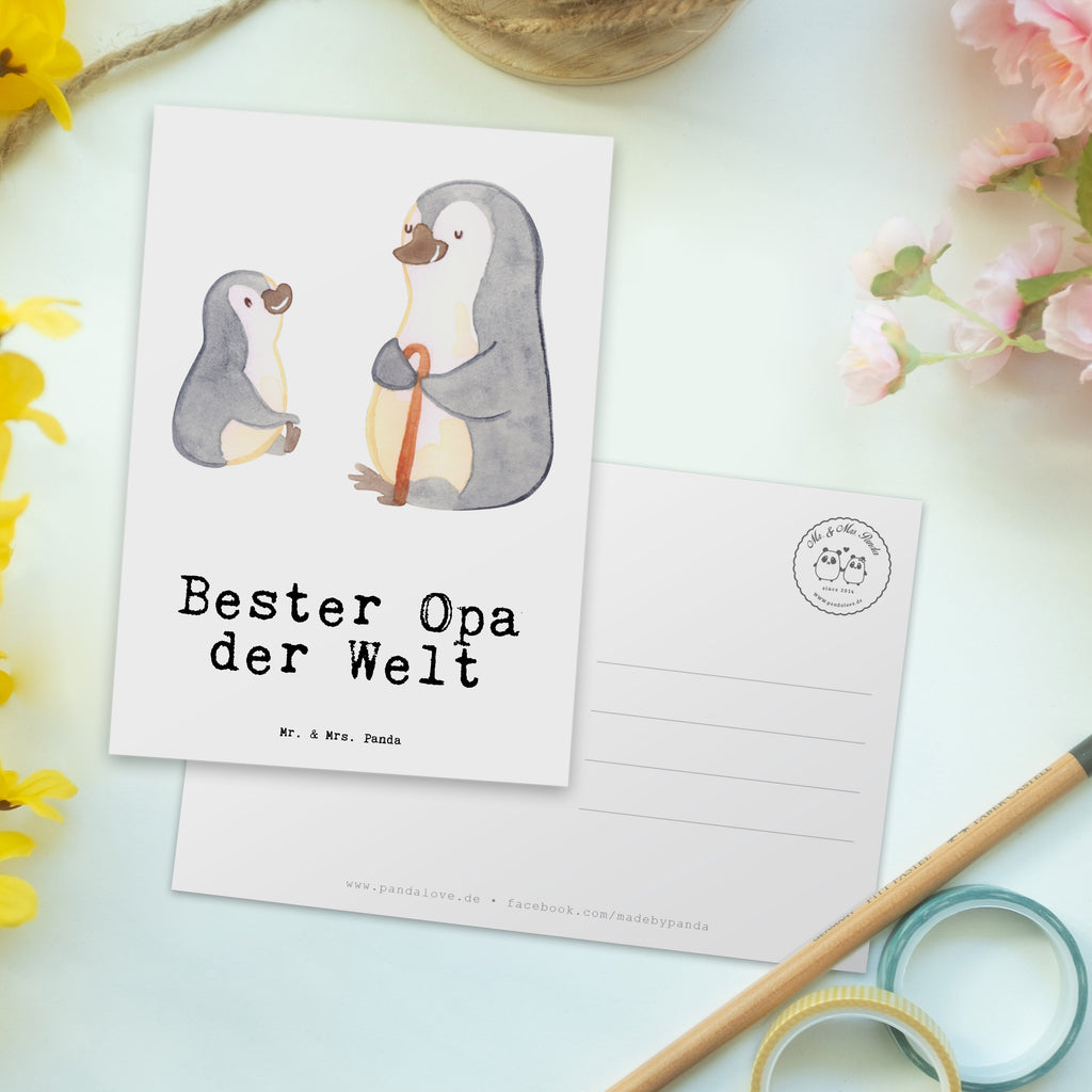 Postkarte Pinguin Bester Opa der Welt Geschenkkarte, Grußkarte, Karte, Einladung, Ansichtskarte, Geburtstagskarte, Einladungskarte, Dankeskarte, für, Dankeschön, Geschenk, Schenken, Geburtstag, Geburtstagsgeschenk, Geschenkidee, Danke, Bedanken, Mitbringsel, Freude machen, Geschenktipp, Großvater, Grossvater, Opa, Opi. Großpapa, Großeltern, Enkel, Enkelin, Enkelkind, Kleinigkeit, Oppa, Oppi, Bester