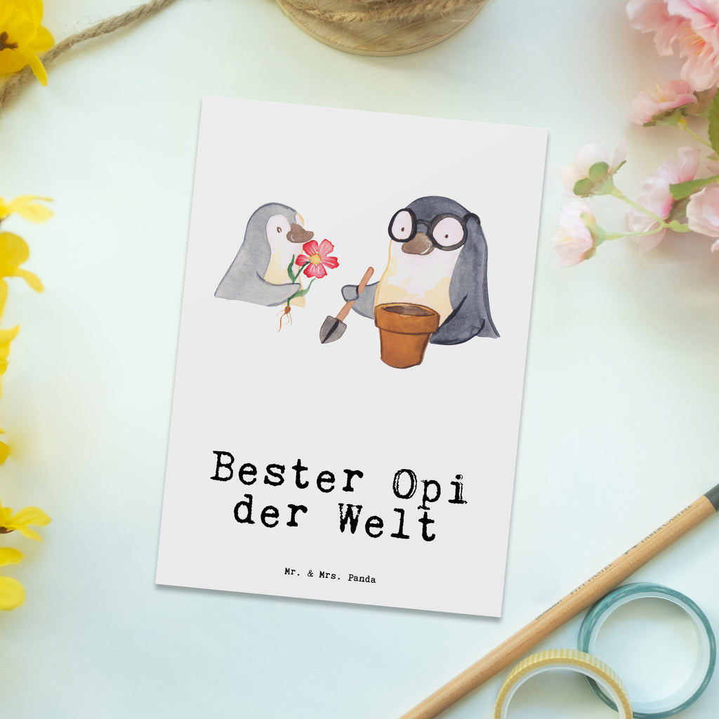 Postkarte Pinguin Bester Opi der Welt Geschenkkarte, Grußkarte, Karte, Einladung, Ansichtskarte, Geburtstagskarte, Einladungskarte, Dankeskarte, für, Dankeschön, Geschenk, Schenken, Geburtstag, Geburtstagsgeschenk, Geschenkidee, Danke, Bedanken, Mitbringsel, Freude machen, Geschenktipp, Großvater, Grossvater, Opa, Opi. Großpapa, Großeltern, Nichte, Neffe, Kleinigkeit, Oppa, Oppi, Bester