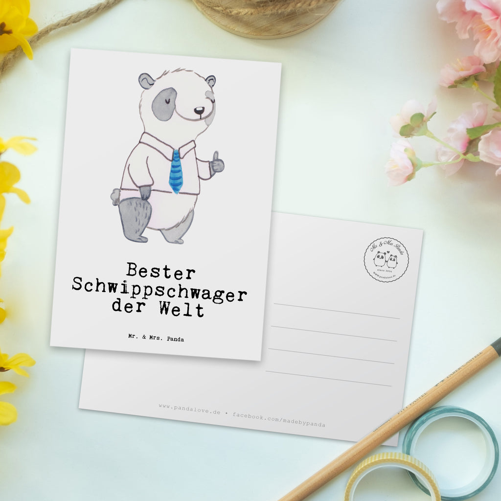 Postkarte Panda Bester Schwippschwager der Welt Geschenkkarte, Grußkarte, Karte, Einladung, Ansichtskarte, Geburtstagskarte, Einladungskarte, für, Dankeschön, Geschenk, Schenken, Geburtstag, Geburtstagsgeschenk, Geschenkidee, Danke, Bedanken, Mitbringsel, Freude machen, Geschenktipp, Schwippschwager, Schwibschwager, Schwipschwager, Schwager, Schwager des Ehepartners, Familie, Verwandtschaft, angeheiratet