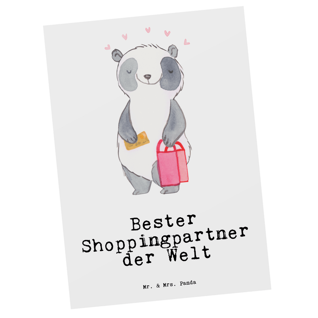 Postkarte Panda Bester Shoppingpartner der Welt Geschenkkarte, Grußkarte, Karte, Einladung, Ansichtskarte, Geburtstagskarte, Einladungskarte, Dankeskarte, für, Dankeschön, Geschenk, Schenken, Geburtstag, Geburtstagsgeschenk, Geschenkidee, Danke, Bedanken, Mitbringsel, Freude machen, Geschenktipp, Shoppingpartner, Shoppen, Begleitung, Partner, Freundin, Freund, bff, Shopping, Einkaufen, Shopping-Queen, Queen, Bester
