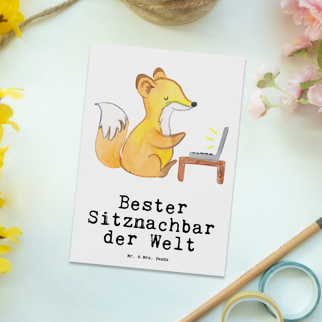 Postkarte Fuchs Bester Sitznachbar der Welt Geschenkkarte, Grußkarte, Karte, Einladung, Ansichtskarte, Geburtstagskarte, Einladungskarte, für, Dankeschön, Geschenk, Schenken, Geburtstag, Geburtstagsgeschenk, Geschenkidee, Danke, Bedanken, Mitbringsel, Freude machen, Geschenktipp, Sitznachbar, Stuhlnachbar, Nachbar, Uni, Universität, Seminar, Kommilitone, Tischnachbar, Schule, Mitschüler, Mitstudent, Hochschule