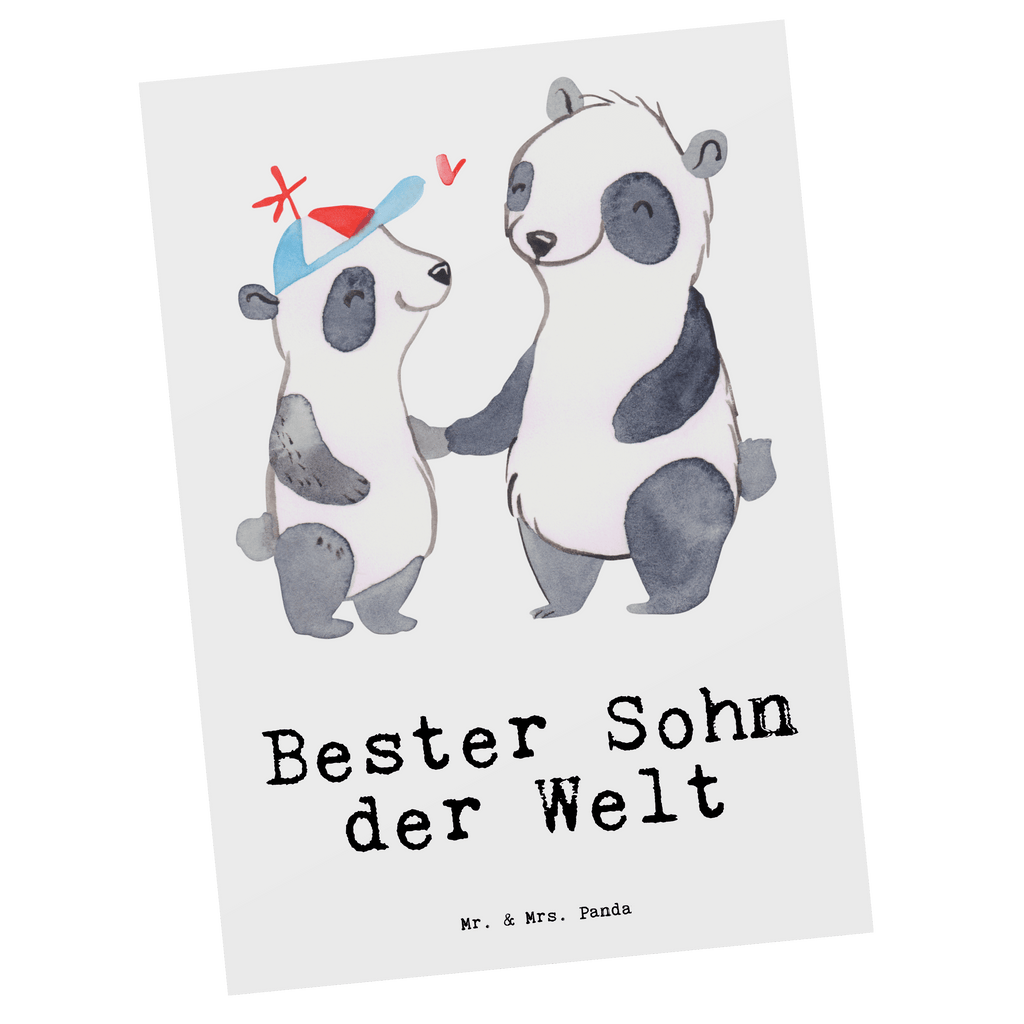Postkarte Panda Bester Sohn der Welt Geschenkkarte, Grußkarte, Karte, Einladung, Ansichtskarte, Geburtstagskarte, Einladungskarte, Dankeskarte, für, Dankeschön, Geschenk, Schenken, Geburtstag, Geburtstagsgeschenk, Geschenkidee, Danke, Bedanken, Mitbringsel, Freude machen, Geschenktipp, Sohn, Sohnemann, Söhnchen, Bube, Bub, Nachwuchs, Nachkomme, Kind, Familie, Vater, Belohnung