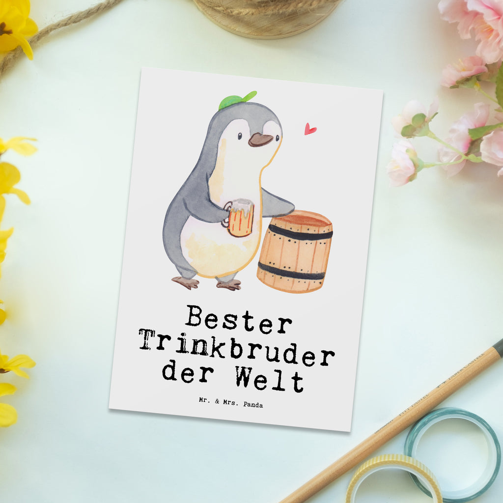 Postkarte Pinguin Bester Trinkbruder der Welt Geschenkkarte, Grußkarte, Karte, Einladung, Ansichtskarte, Geburtstagskarte, Einladungskarte, für, Dankeschön, Geschenk, Schenken, Geburtstag, Geburtstagsgeschenk, Geschenkidee, Danke, Bedanken, Mitbringsel, Freude machen, Geschenktipp, Trinkbruder, Trinkkumpel, Kumpel, Saufkumpane, Kumpane, Trinken, Party, Kleinigkeit