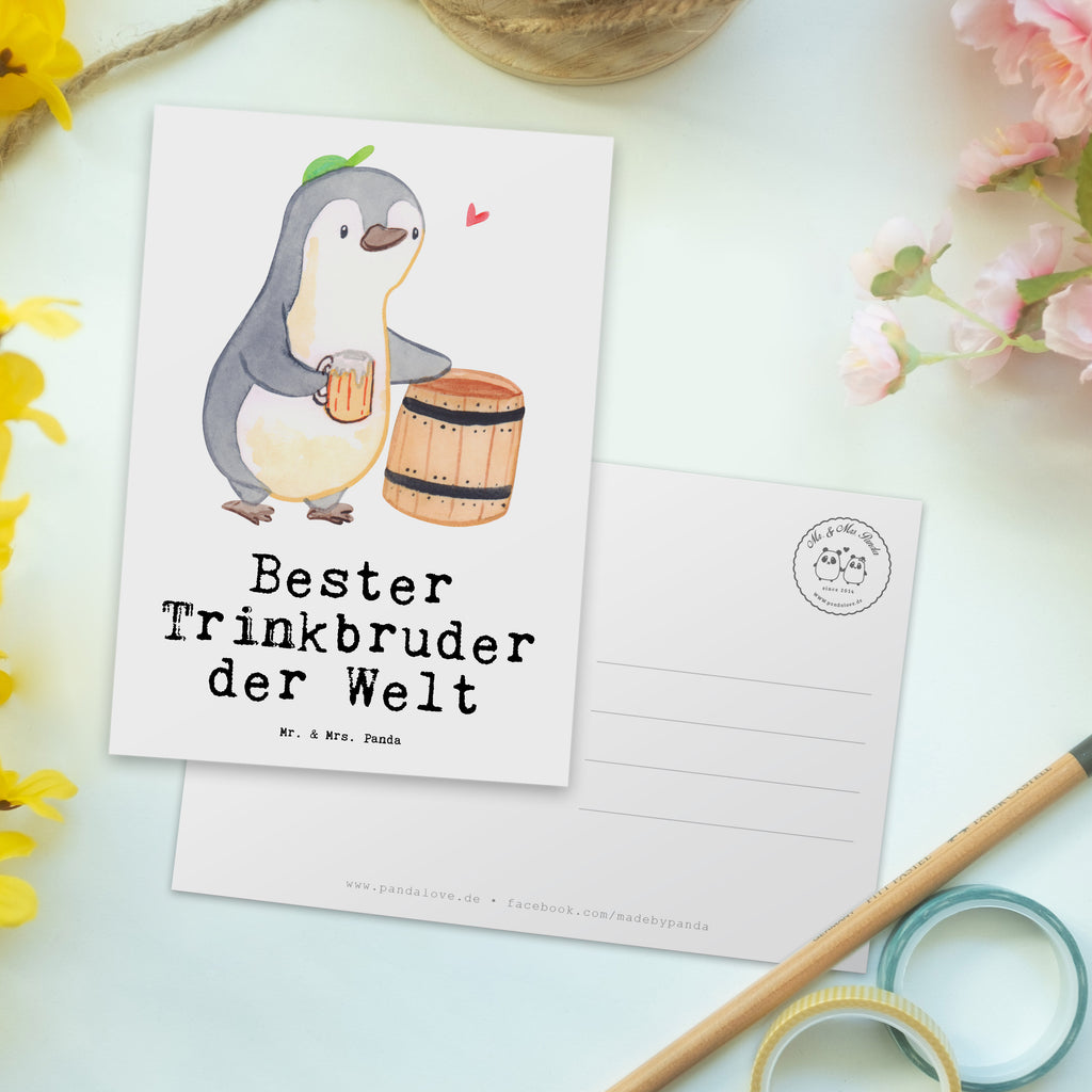 Postkarte Pinguin Bester Trinkbruder der Welt Geschenkkarte, Grußkarte, Karte, Einladung, Ansichtskarte, Geburtstagskarte, Einladungskarte, für, Dankeschön, Geschenk, Schenken, Geburtstag, Geburtstagsgeschenk, Geschenkidee, Danke, Bedanken, Mitbringsel, Freude machen, Geschenktipp, Trinkbruder, Trinkkumpel, Kumpel, Saufkumpane, Kumpane, Trinken, Party, Kleinigkeit