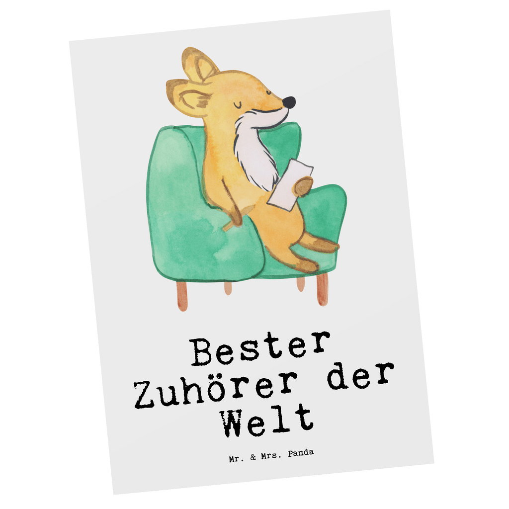 Postkarte Fuchs Bester Zuhörer der Welt Geschenkkarte, Grußkarte, Karte, Einladung, Ansichtskarte, Geburtstagskarte, Einladungskarte, Dankeskarte, für, Dankeschön, Geschenk, Schenken, Geburtstag, Geburtstagsgeschenk, Geschenkidee, Danke, Bedanken, Mitbringsel, Freude machen, Geschenktipp, Zuhörer, Freund, Freundin, offenes Ohr, Hilfsbereit, Hilfe