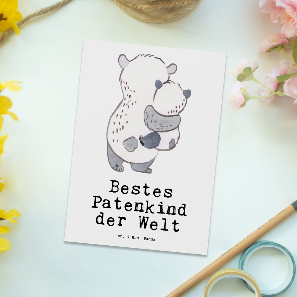 Postkarte Panda Bestes Patenkind der Welt Geschenkkarte, Grußkarte, Karte, Einladung, Ansichtskarte, Geburtstagskarte, Einladungskarte, Dankeskarte, für, Dankeschön, Geschenk, Schenken, Geburtstag, Geburtstagsgeschenk, Geschenkidee, Danke, Bedanken, Mitbringsel, Freude machen, Geschenktipp, Patenkind, Paten Kind, Pate, Taufe, Taufgeschenk, Patenonkel, Patentante, Tauffeier, Täufling, Nichte, Neffe
