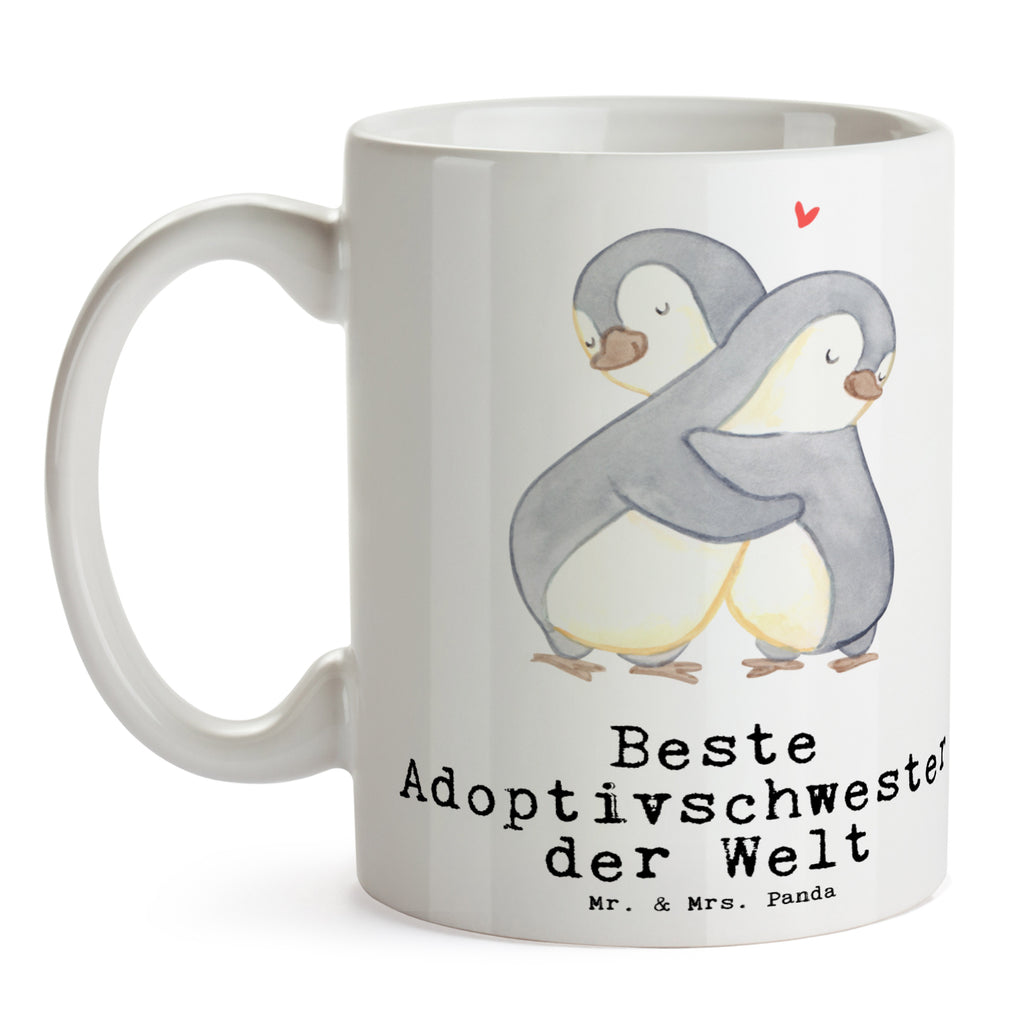Tasse Pinguin Beste Adoptivschwester der Welt Becher, Kaffeetasse, Kaffeebecher, Tee, Frühstück, Büro, für, Dankeschön, Geschenk, Schenken, Geburtstag, Geburtstagsgeschenk, Geschenkidee, Danke, Bedanken, Mitbringsel, Freude machen, Geschenktipp, Adoptivschwester, Adoptiv, adoptiert, Schwester, Geschwister, Schwesterherz, Sister, Familie, Kleinigkeit, Beste, Tochter