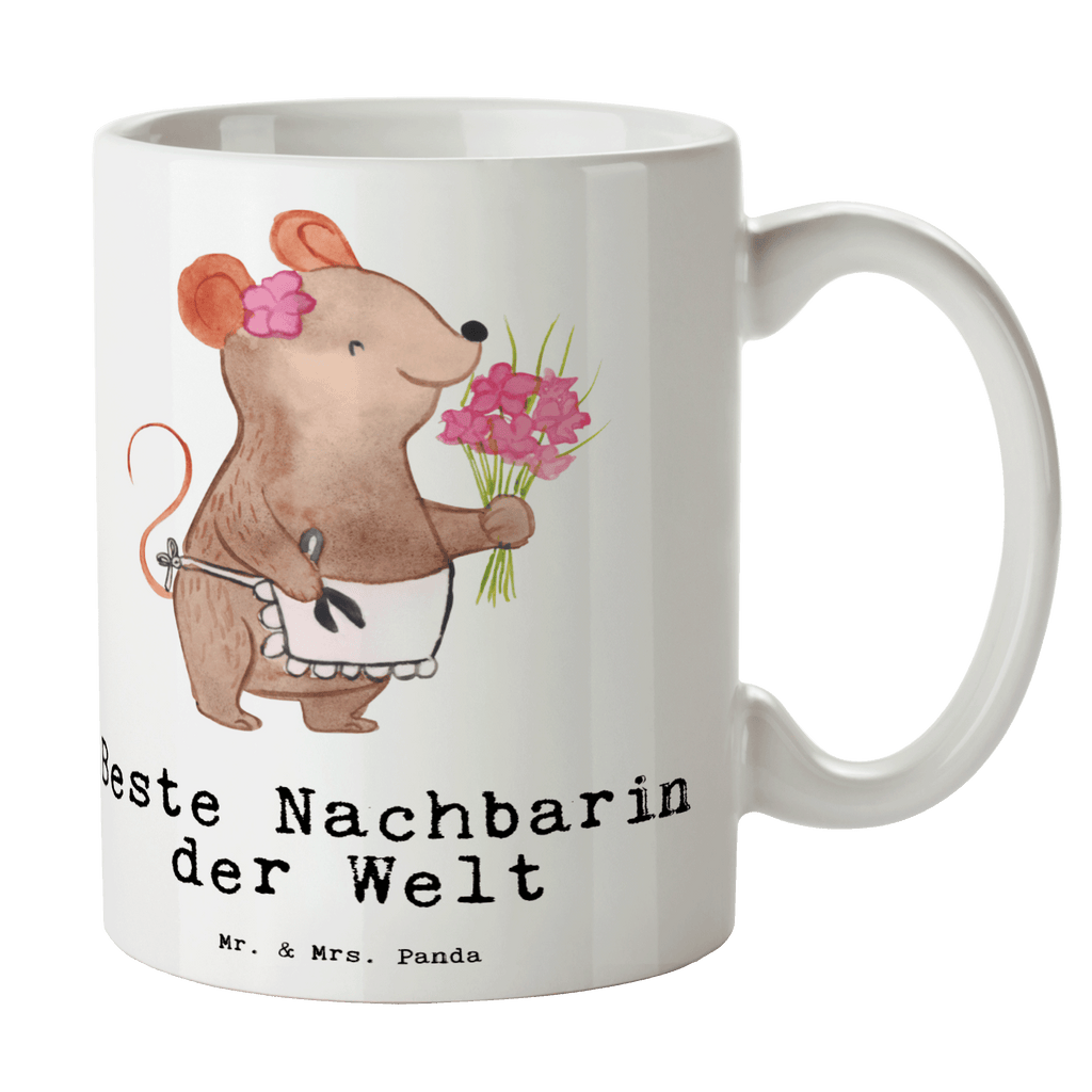 Tasse Maus Beste Nachbarin der Welt Becher, Kaffeetasse, Kaffeebecher, Tee, Frühstück, Büro, für, Dankeschön, Geschenk, Schenken, Geburtstag, Geburtstagsgeschenk, Geschenkidee, Danke, Bedanken, Mitbringsel, Freude machen, Geschenktipp, Nachbarin, Nachbarn, Nachbarschaft, Freundin, Angrenzer, Anwohnerin, Bewohnerin, Freundschaft