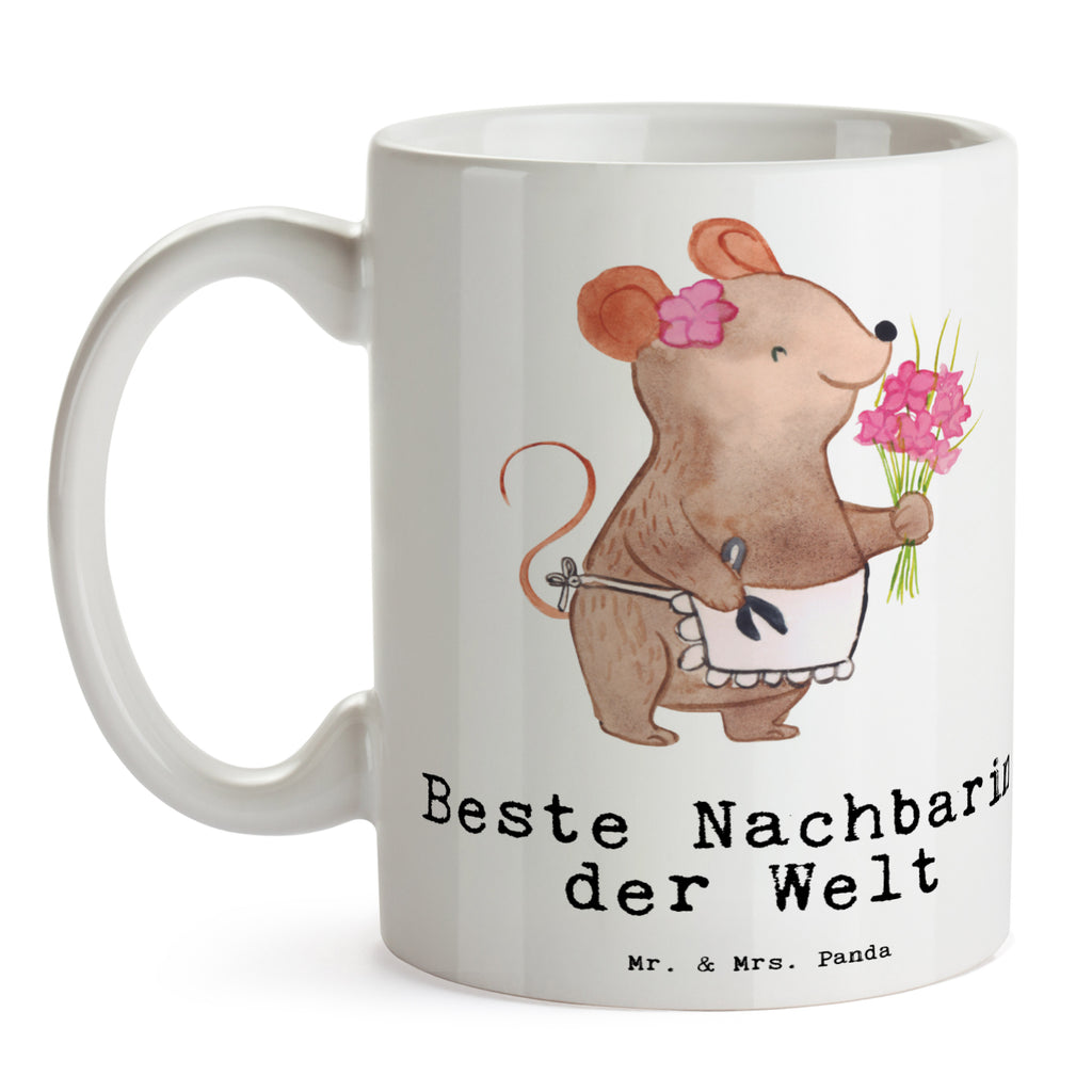 Tasse Maus Beste Nachbarin der Welt Becher, Kaffeetasse, Kaffeebecher, Tee, Frühstück, Büro, für, Dankeschön, Geschenk, Schenken, Geburtstag, Geburtstagsgeschenk, Geschenkidee, Danke, Bedanken, Mitbringsel, Freude machen, Geschenktipp, Nachbarin, Nachbarn, Nachbarschaft, Freundin, Angrenzer, Anwohnerin, Bewohnerin, Freundschaft