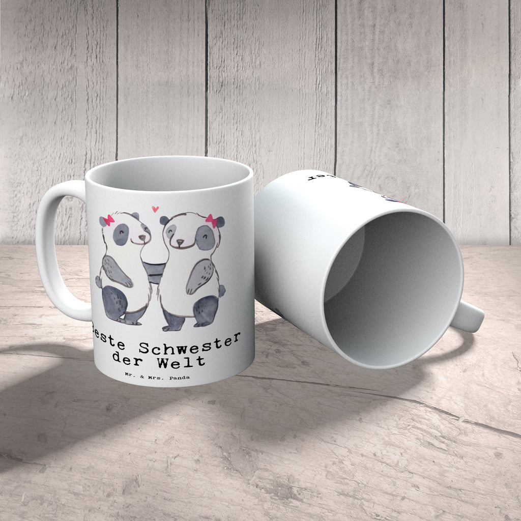 Tasse Panda Beste Schwester der Welt Becher, Kaffeetasse, Kaffeebecher, Tee, Frühstück, Büro, für, Dankeschön, Geschenk, Schenken, Geburtstag, Geburtstagsgeschenk, Geschenkidee, Danke, Bedanken, Mitbringsel, Freude machen, Geschenktipp, Schwestern, Schwester, Geschwister, Schwesterherz, Sister, Familie, Kleinigkeit, Beste, Tochter, Liebe, Kinder