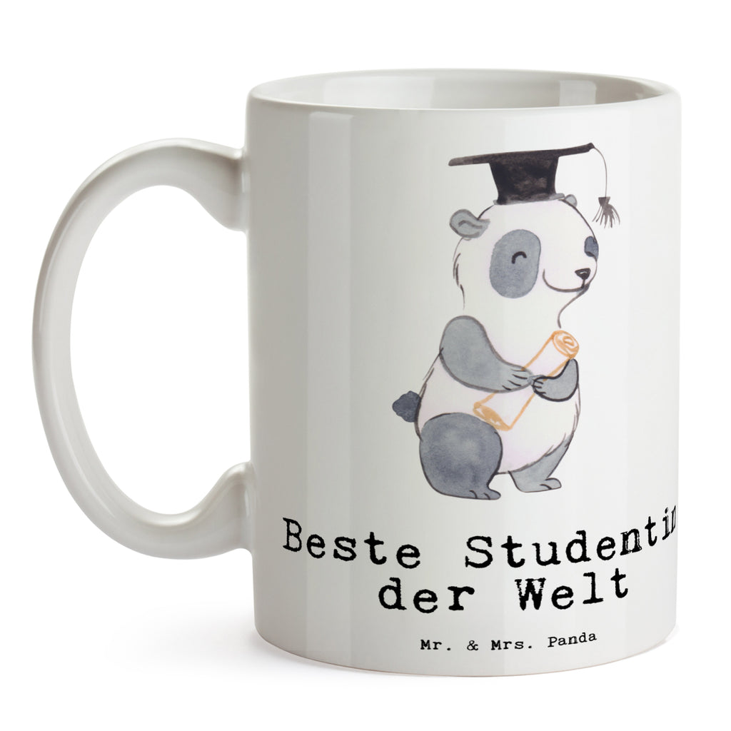 Tasse Panda Beste Studentin der Welt Becher, Kaffeetasse, Kaffeebecher, Tee, Frühstück, Büro, für, Dankeschön, Geschenk, Schenken, Geburtstag, Geburtstagsgeschenk, Geschenkidee, Danke, Bedanken, Mitbringsel, Freude machen, Geschenktipp, Studentin, Studium, Tochter, Spaß, Musterschülerin, lustig, Studienabschluss, witzig, Universität, Abschluss, Alumni, Uni, Studenten, Hochschule