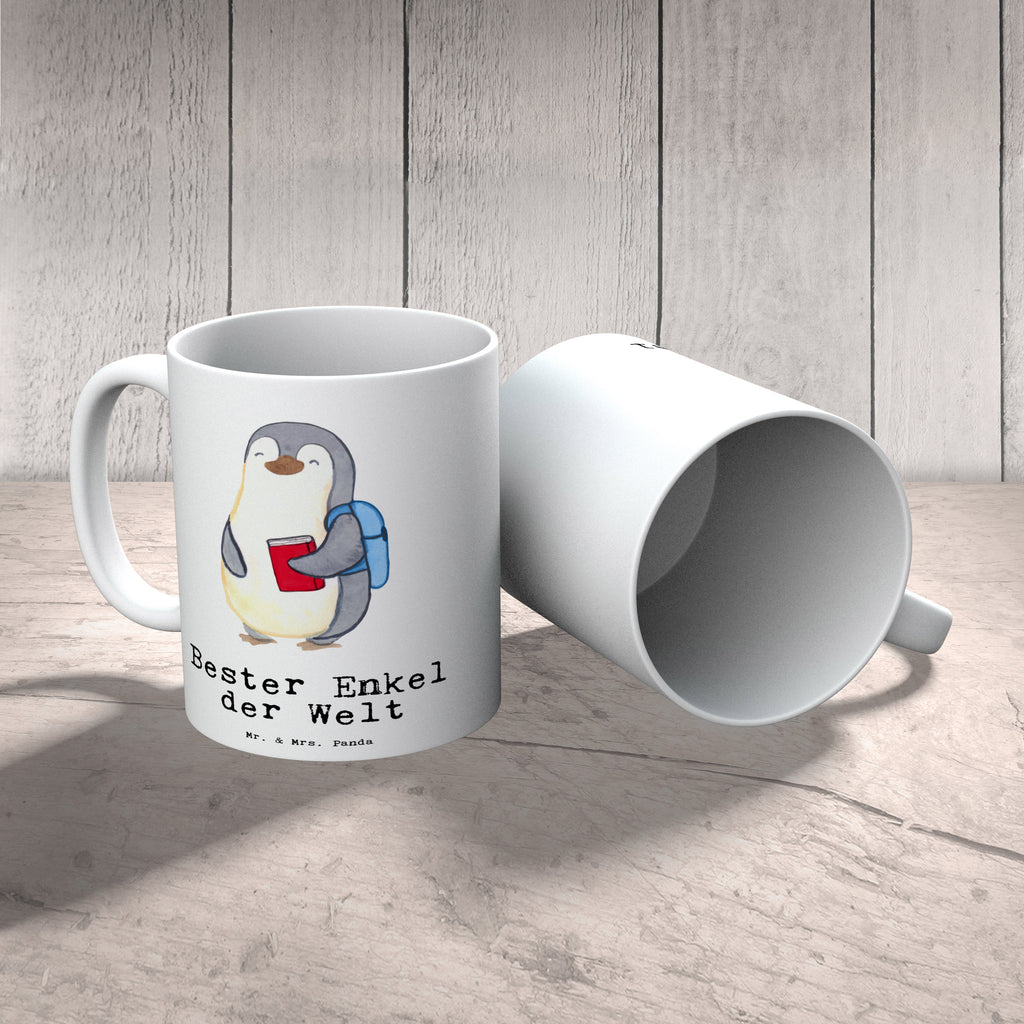Tasse Pinguin Bester Enkel der Welt Becher, Kaffeetasse, Kaffeebecher, Tee, Frühstück, Büro, für, Dankeschön, Geschenk, Schenken, Geburtstag, Geburtstagsgeschenk, Geschenkidee, Danke, Bedanken, Mitbringsel, Freude machen, Geschenktipp, Enkel, Enkelkind, Enkelsohn, Oma, Opa, Kind von Tochter, Kind von Sohn, Taufe, Großsohn