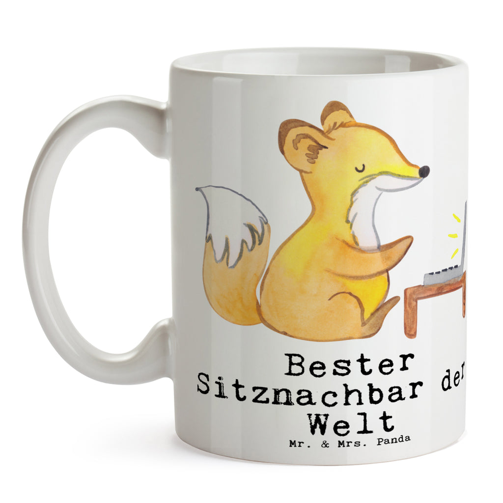 Tasse Fuchs Bester Sitznachbar der Welt Becher, Kaffeetasse, Kaffeebecher, Tee, Frühstück, Büro, für, Dankeschön, Geschenk, Schenken, Geburtstag, Geburtstagsgeschenk, Geschenkidee, Danke, Bedanken, Mitbringsel, Freude machen, Geschenktipp, Sitznachbar, Stuhlnachbar, Nachbar, Uni, Universität, Seminar, Kommilitone, Tischnachbar, Schule, Mitschüler, Mitstudent, Hochschule
