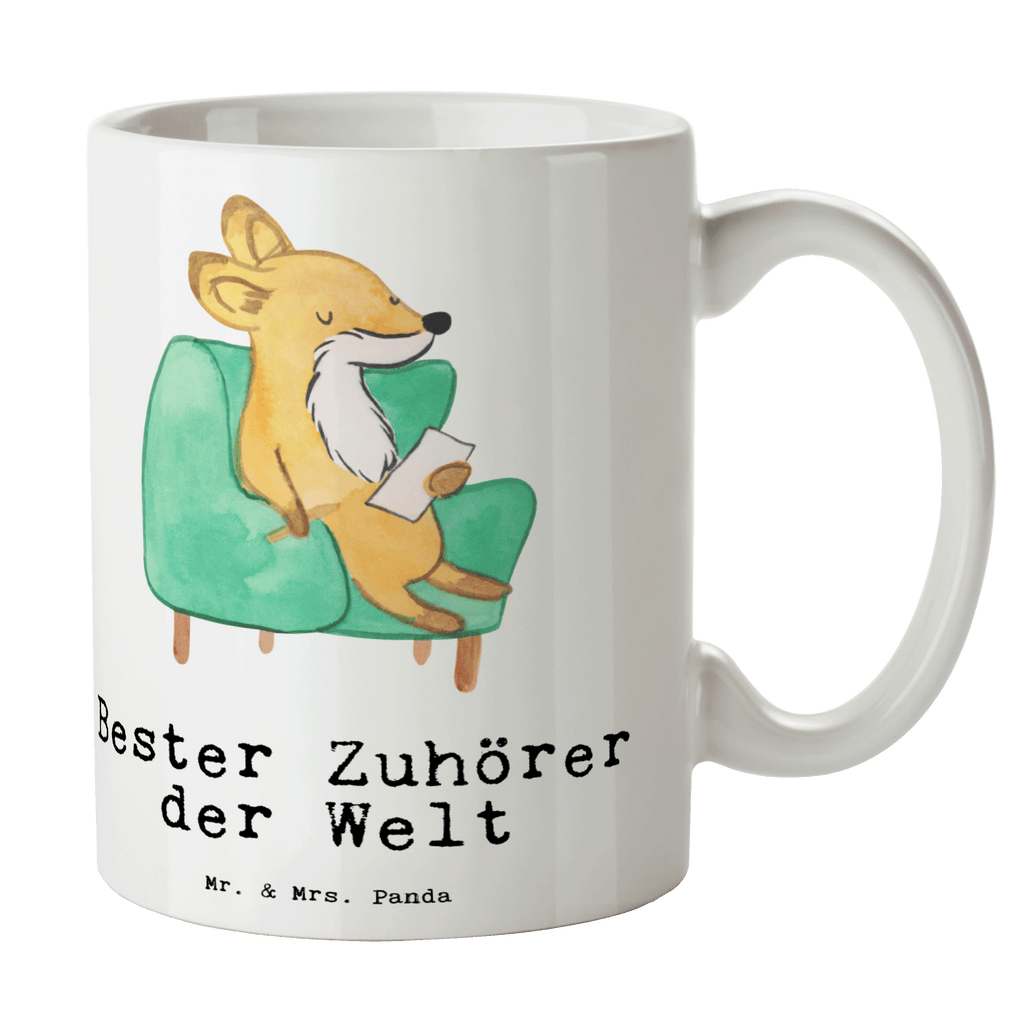 Tasse Fuchs Bester Zuhörer der Welt Becher, Kaffeetasse, Kaffeebecher, Tee, Frühstück, Büro, für, Dankeschön, Geschenk, Schenken, Geburtstag, Geburtstagsgeschenk, Geschenkidee, Danke, Bedanken, Mitbringsel, Freude machen, Geschenktipp, Zuhörer, Freund, Freundin, offenes Ohr, Hilfsbereit, Hilfe