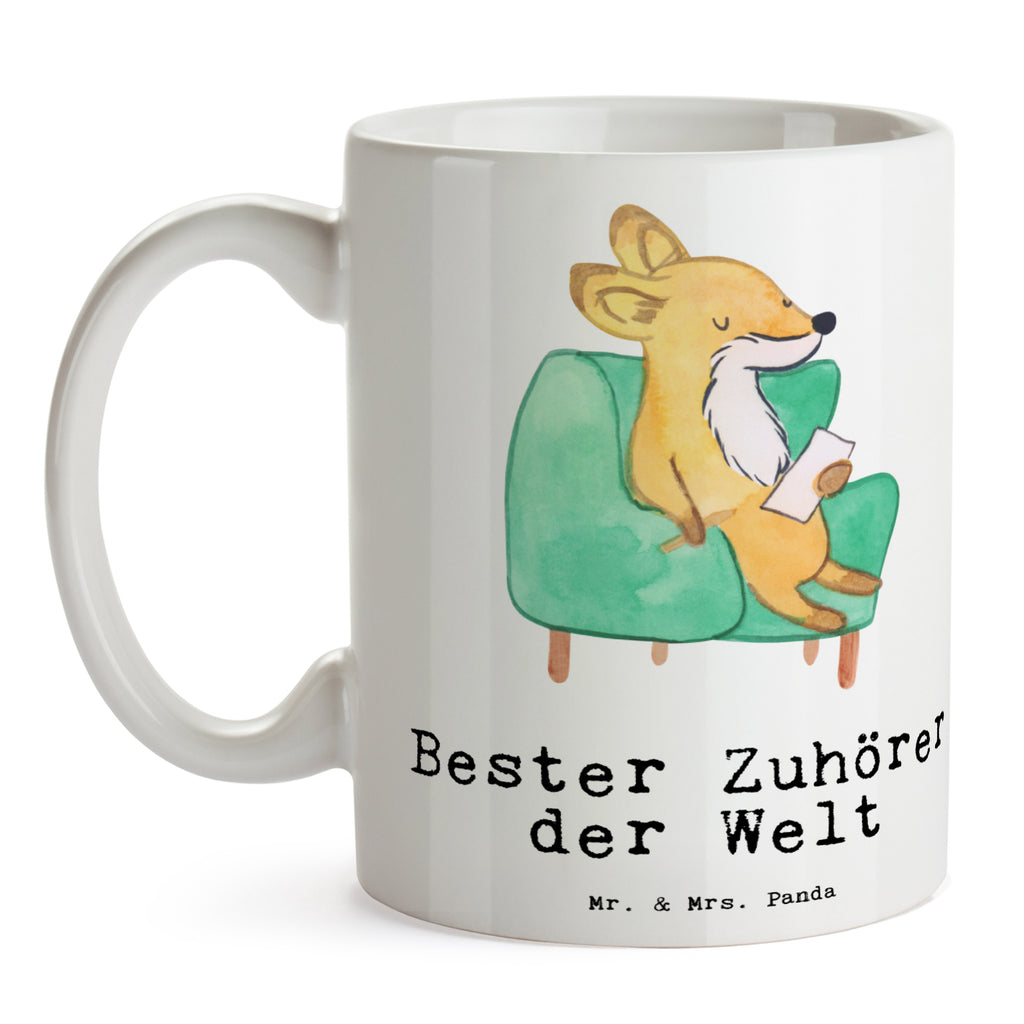 Tasse Fuchs Bester Zuhörer der Welt Becher, Kaffeetasse, Kaffeebecher, Tee, Frühstück, Büro, für, Dankeschön, Geschenk, Schenken, Geburtstag, Geburtstagsgeschenk, Geschenkidee, Danke, Bedanken, Mitbringsel, Freude machen, Geschenktipp, Zuhörer, Freund, Freundin, offenes Ohr, Hilfsbereit, Hilfe